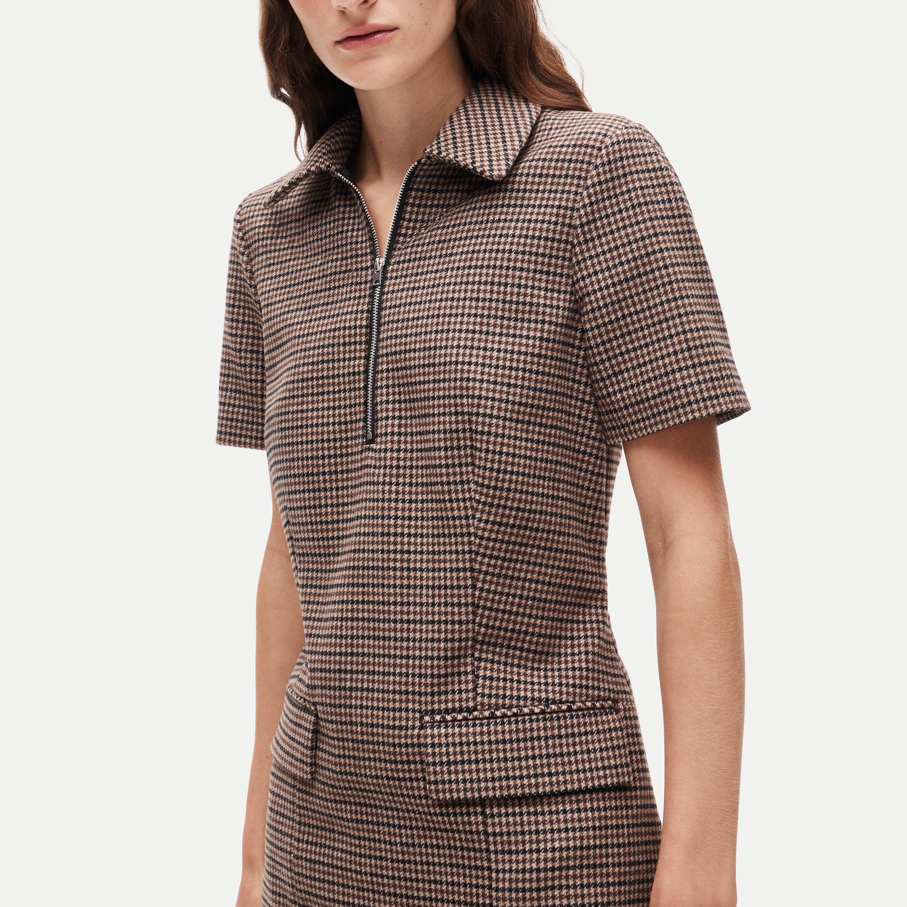 Parc dress in houndstooth wool blend
