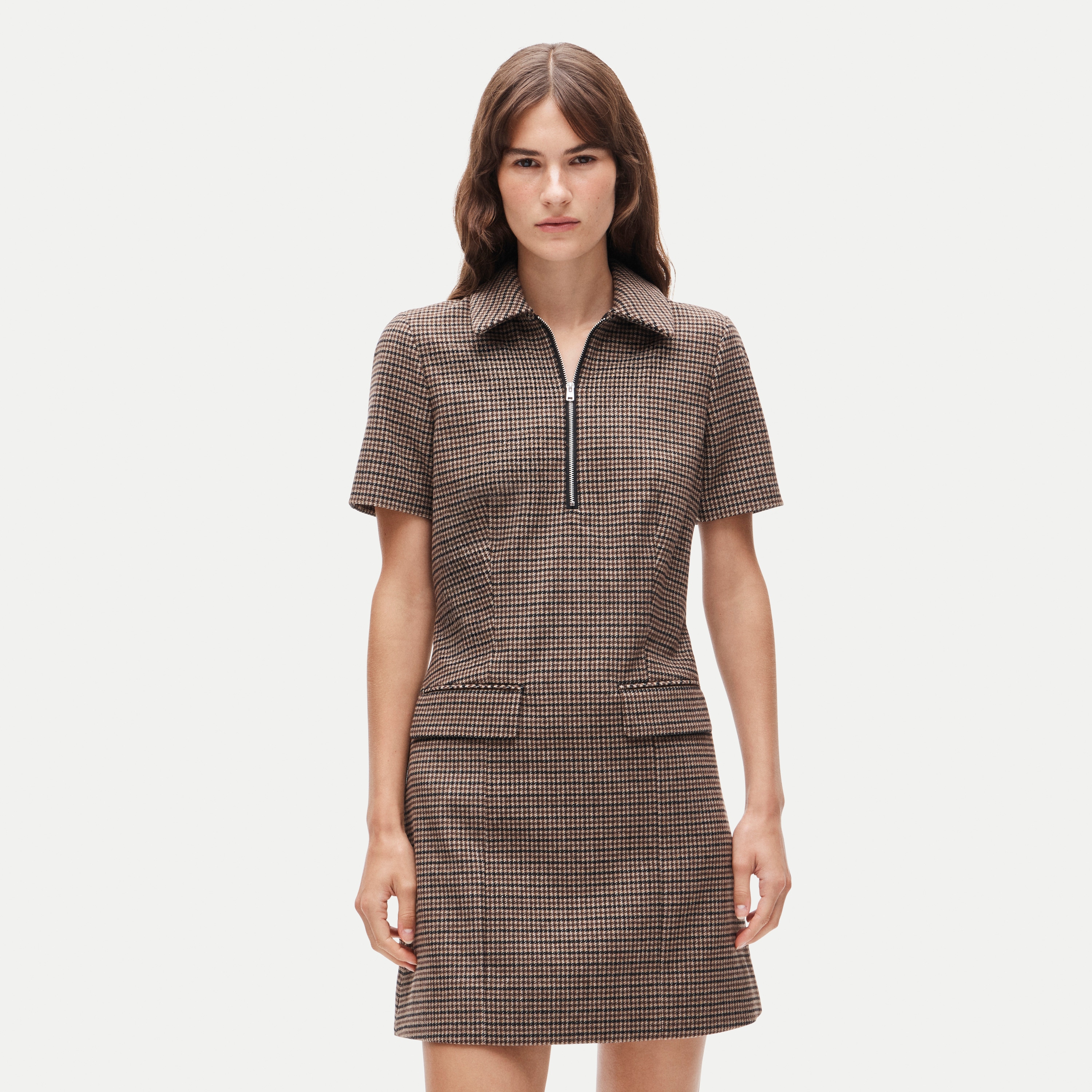 Parc dress in houndstooth wool blend