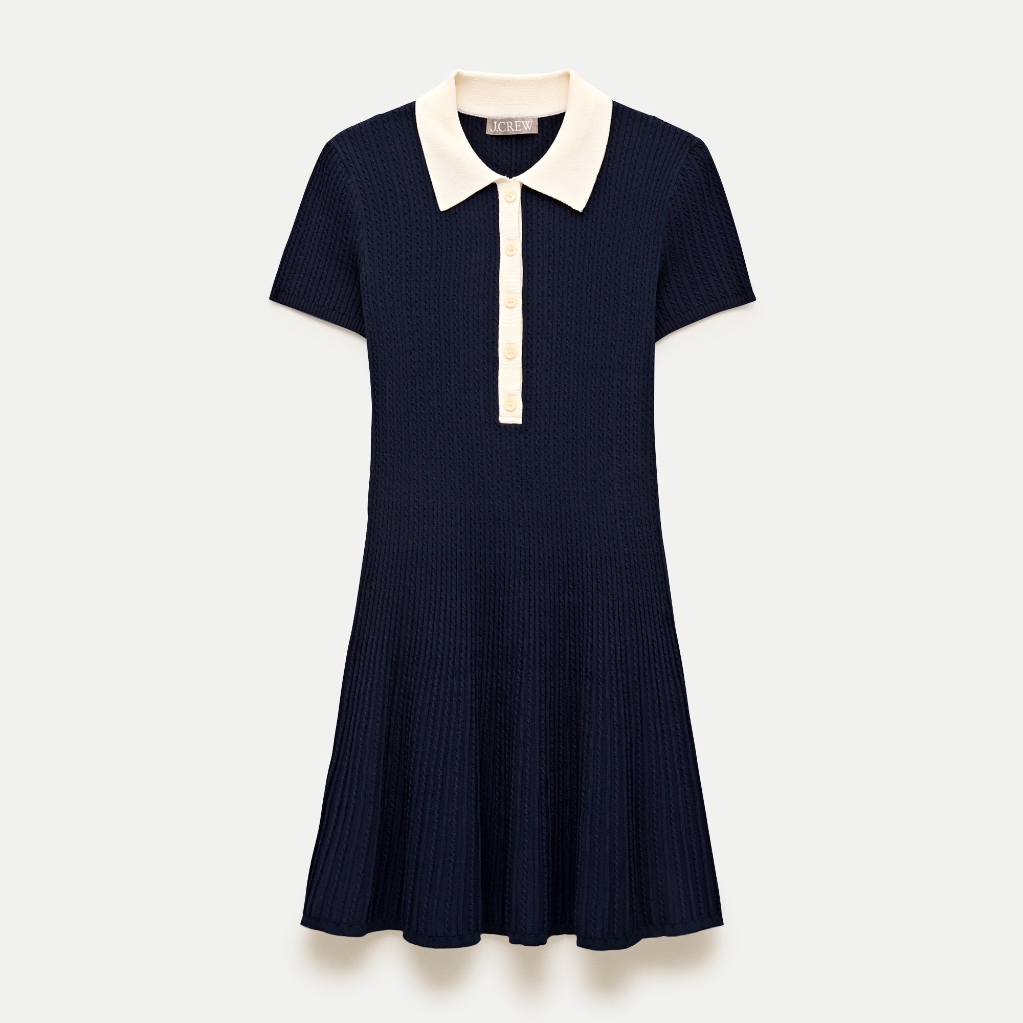 Cable-knit sweater-polo dress
