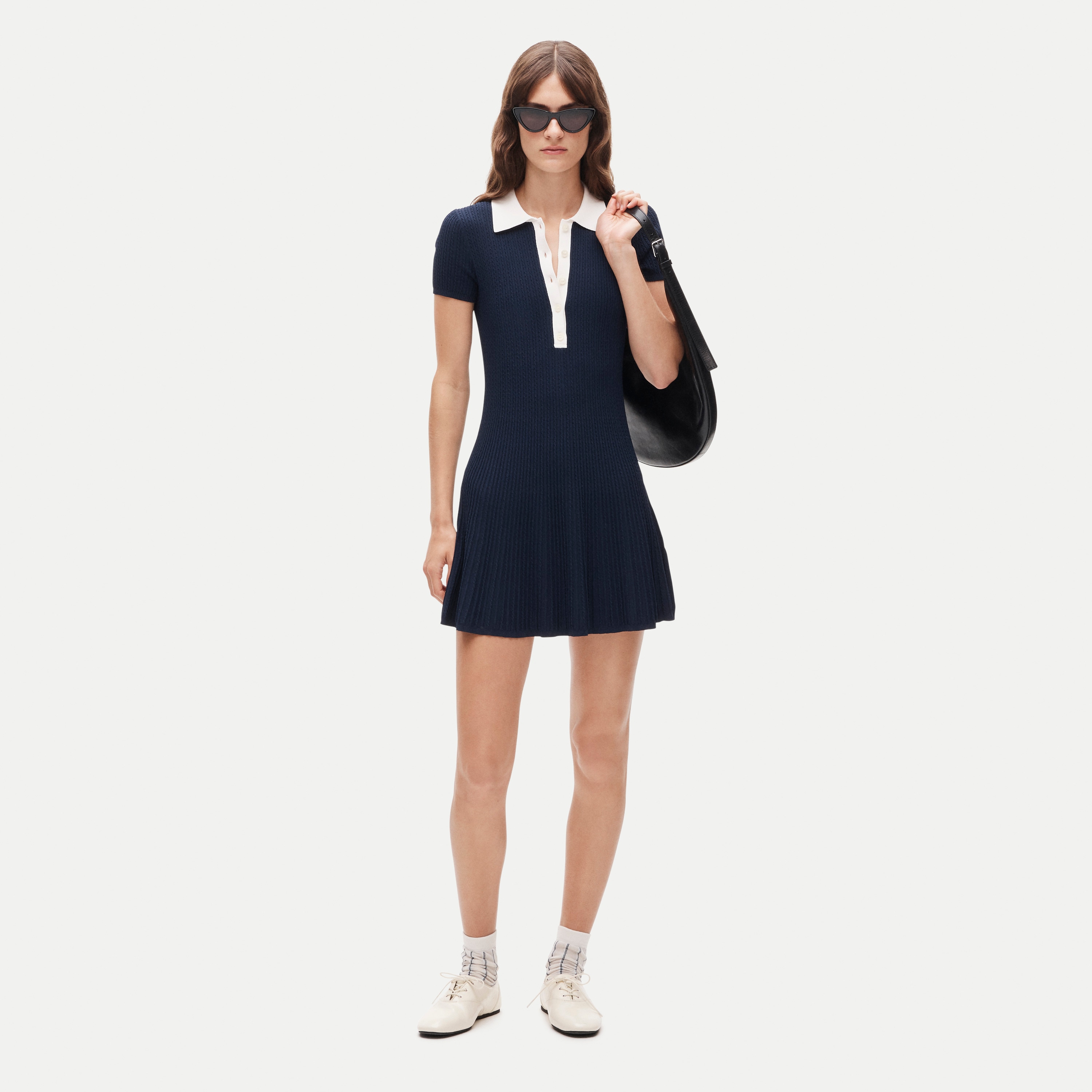 Cable-knit sweater-polo dress - thumbnail 2