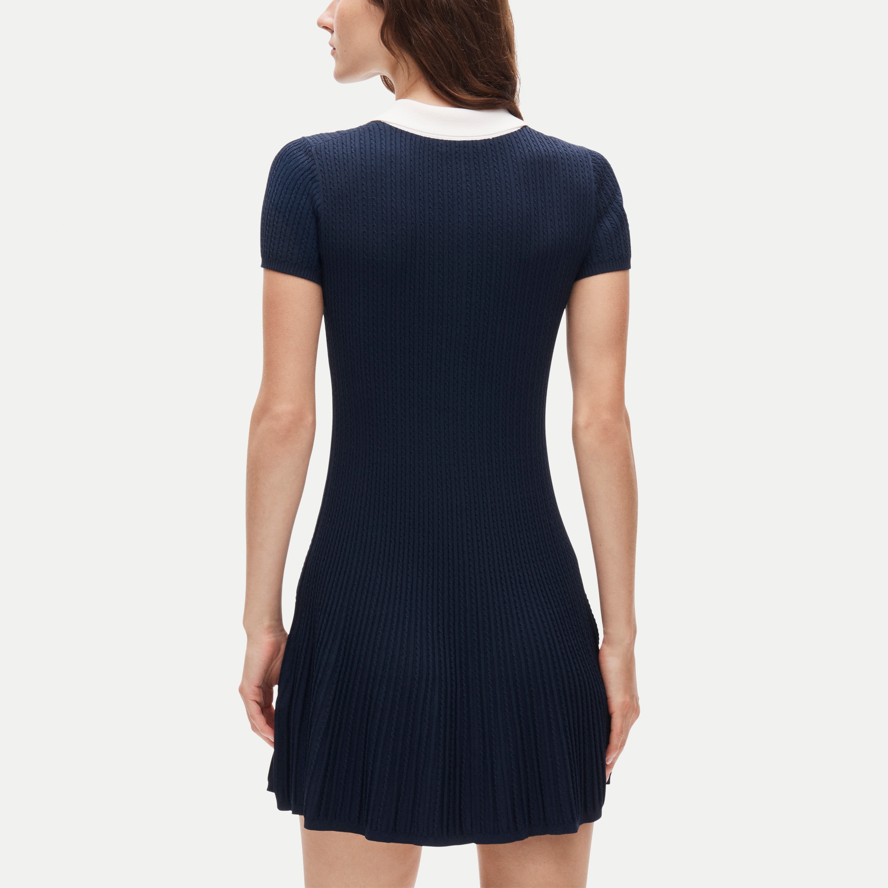 Cable-knit sweater-polo dress