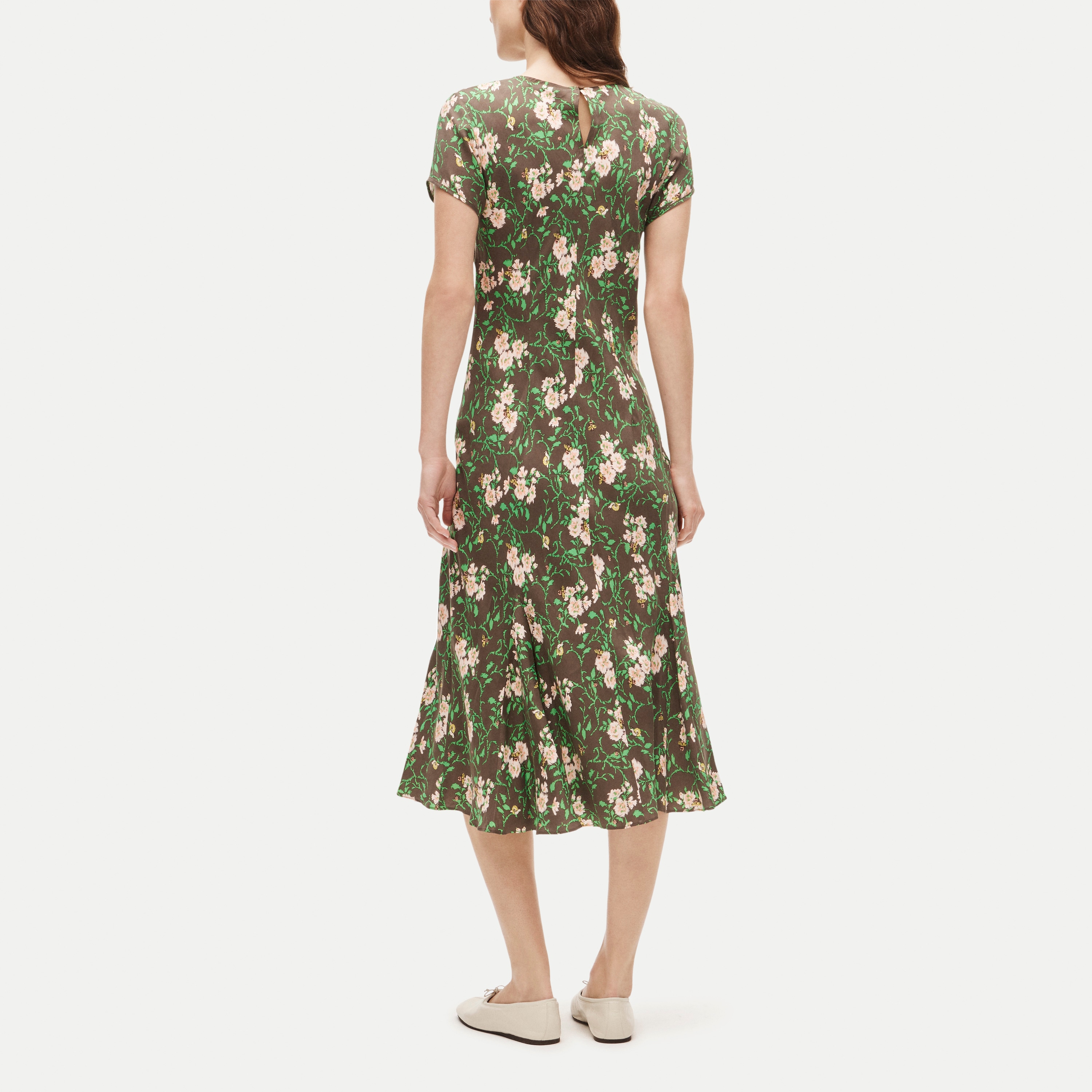 Natasha slip dress in honeybee floral-print cupro blend