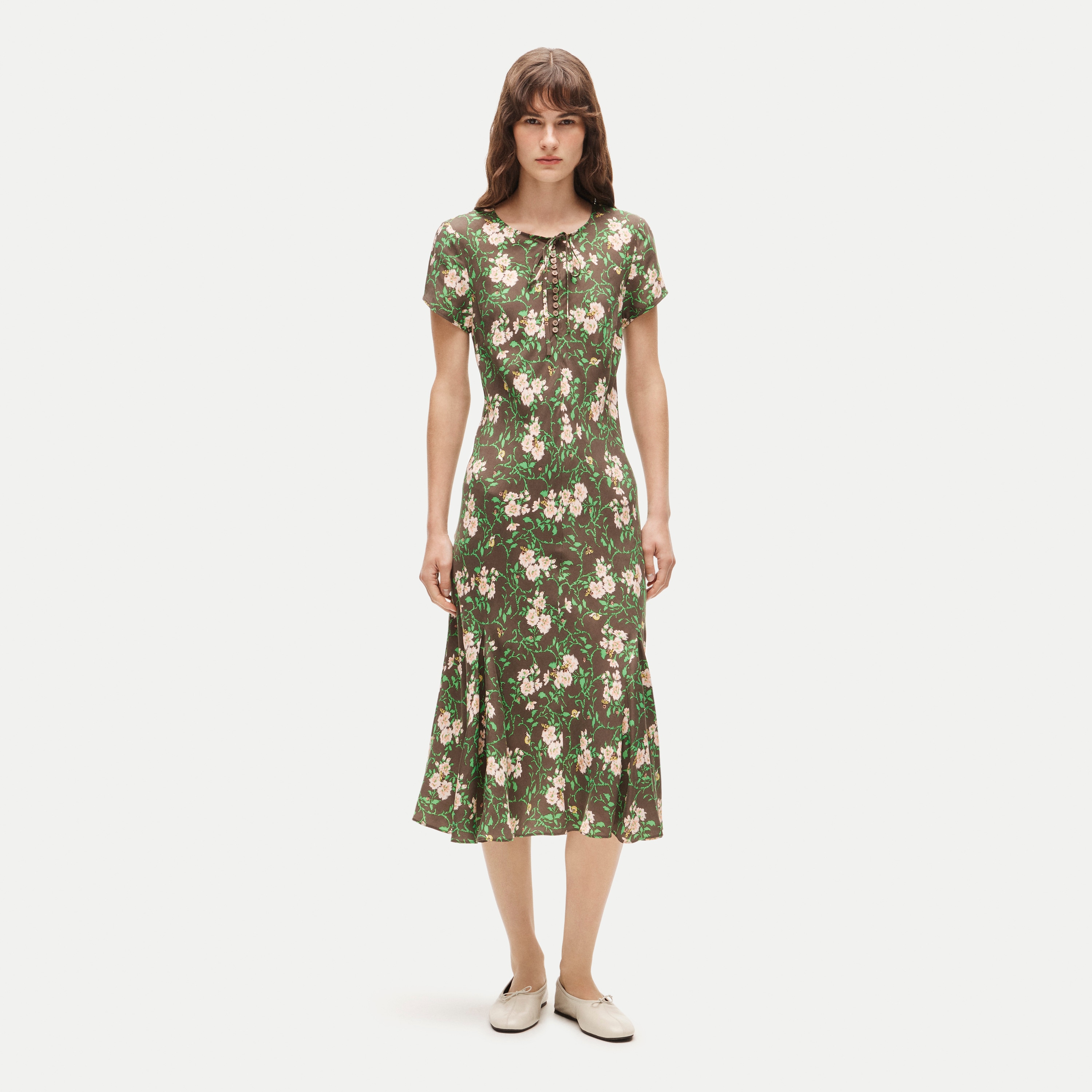 Natasha slip dress in honeybee floral print