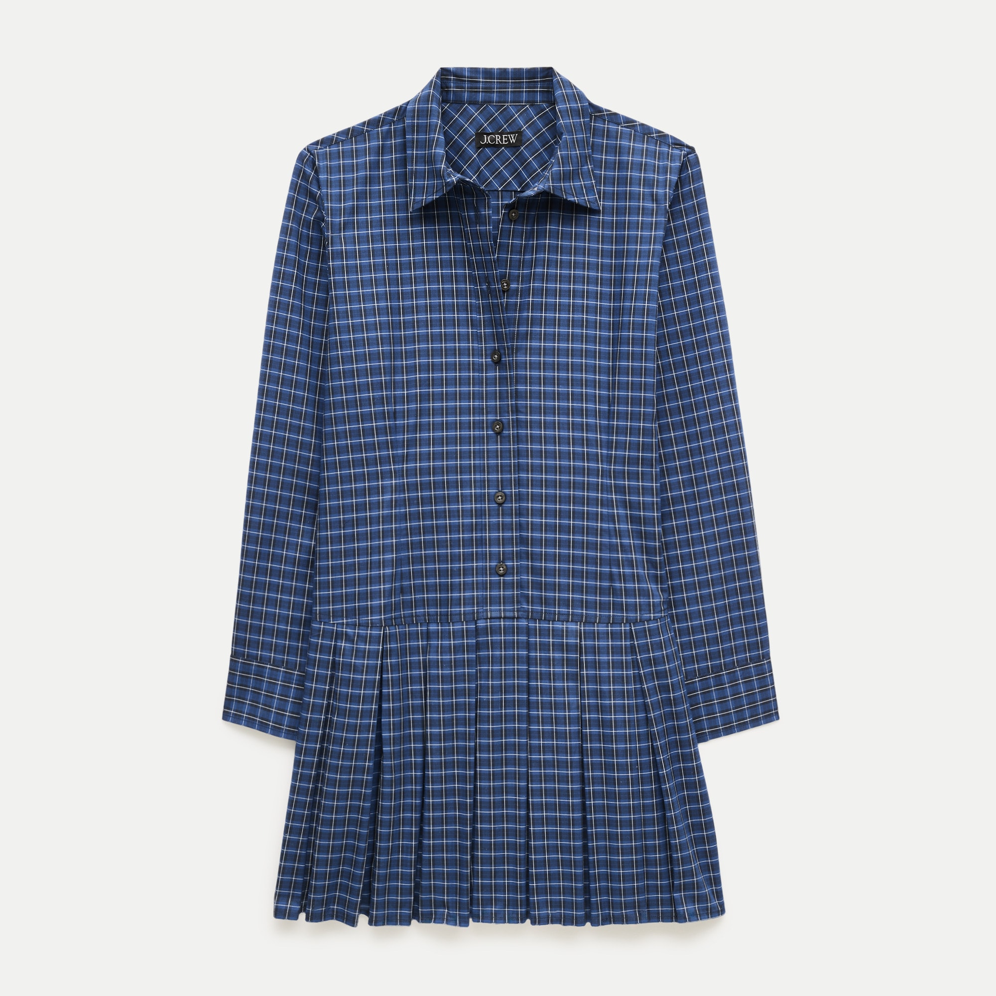 Ophelia long-sleeve dress in plaid poplin