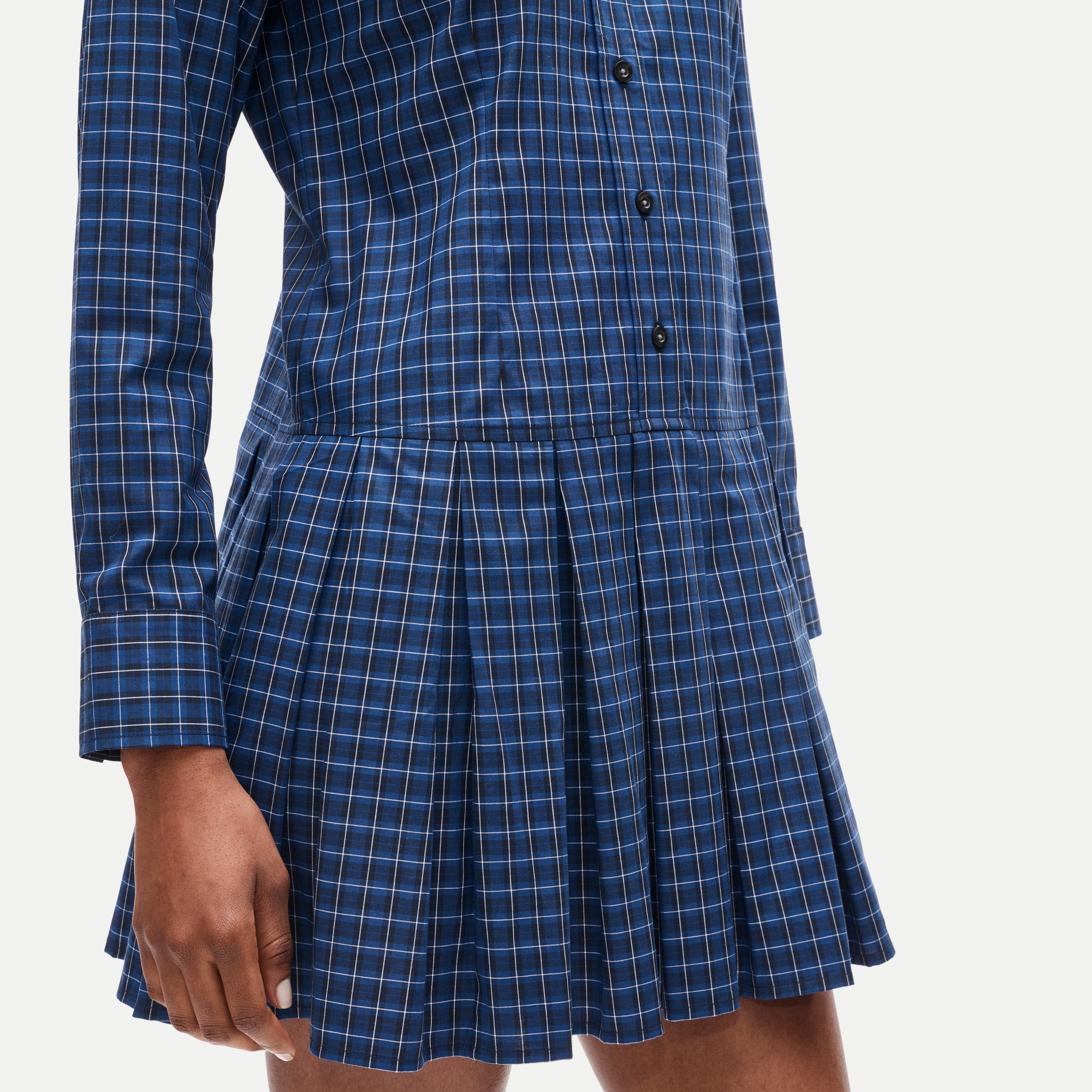 Ophelia long-sleeve dress in plaid poplin