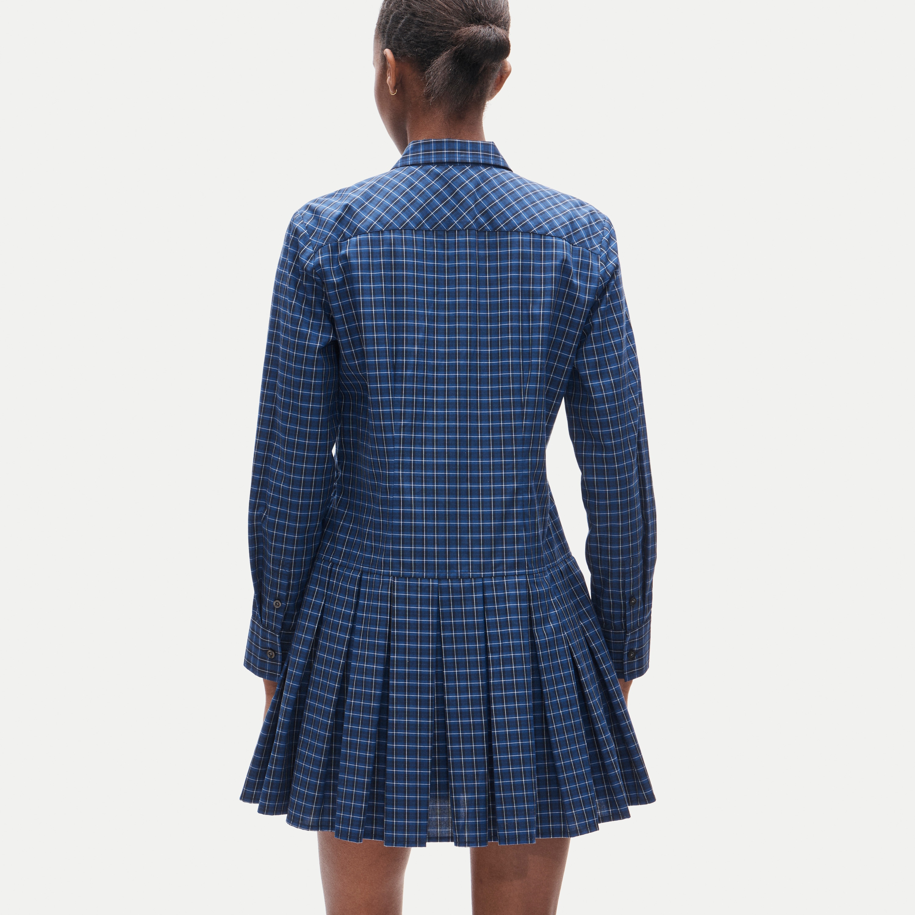 Ophelia long-sleeve dress in plaid poplin