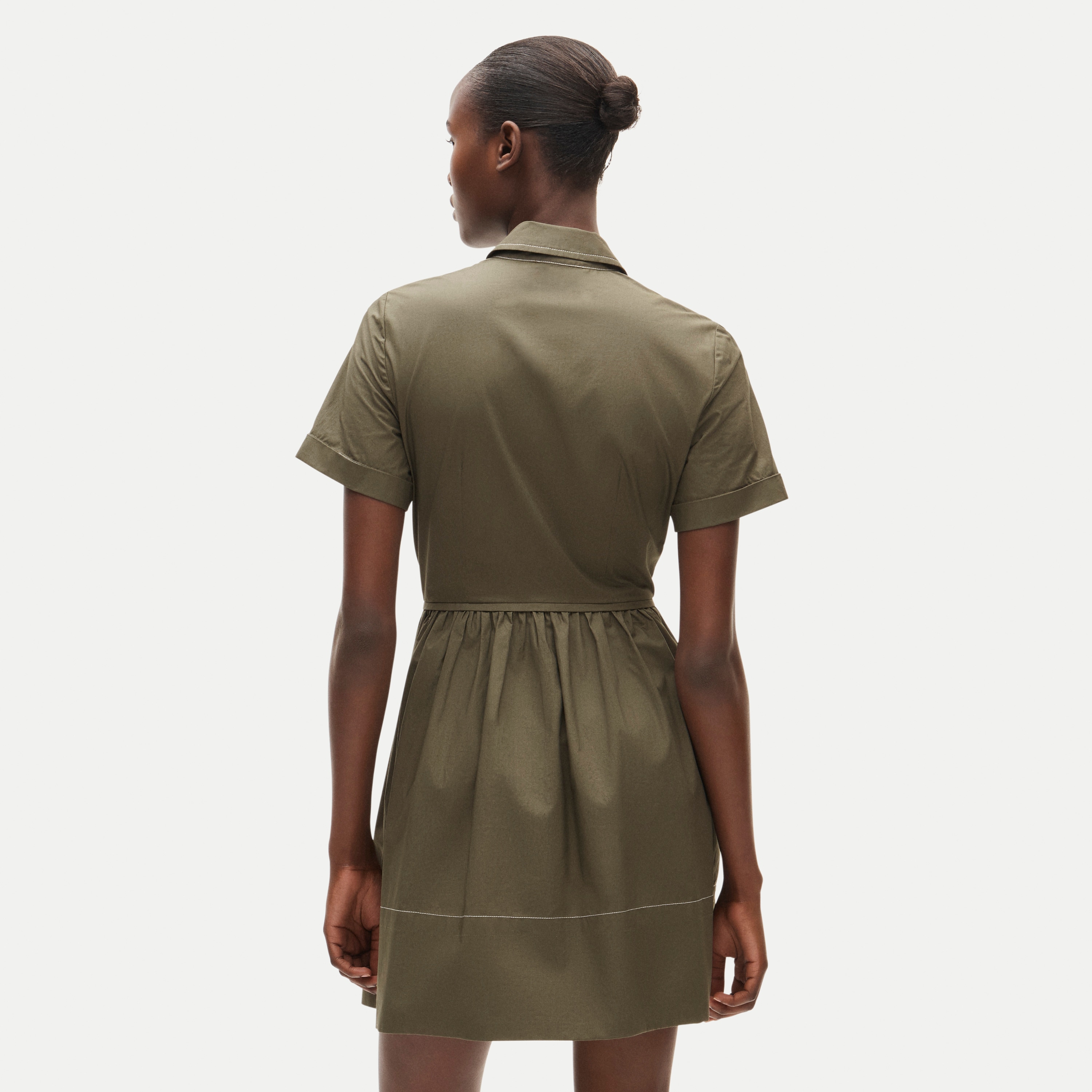 Mini zip-up shirt-dress in cotton poplin