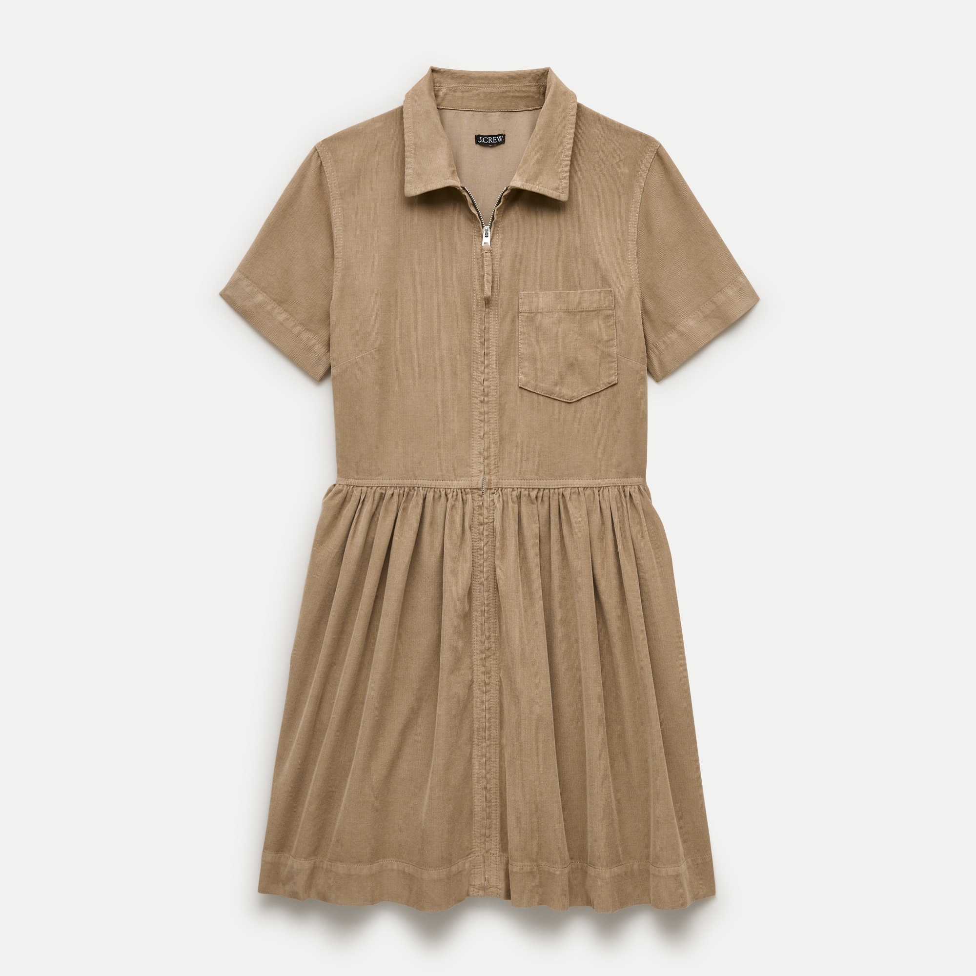 brown corduroy shirt dress Mini Zip-up Shirt-dress In Lightweight For Women Do Not Bleach black leather dress Wrangler dress bridesmaid dresses west palm Set Option:Dress/Plain Sash