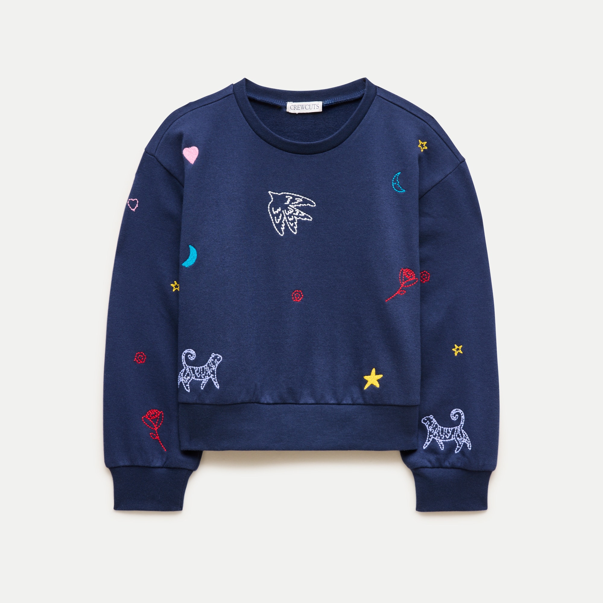 Girls' everyday crewneck sweatshirt in embellished cozy rib