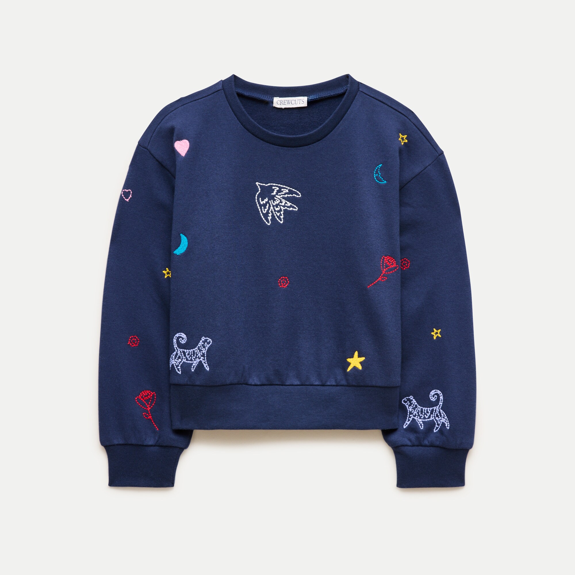 Girls' everyday crewneck sweatshirt in embellished cozy rib