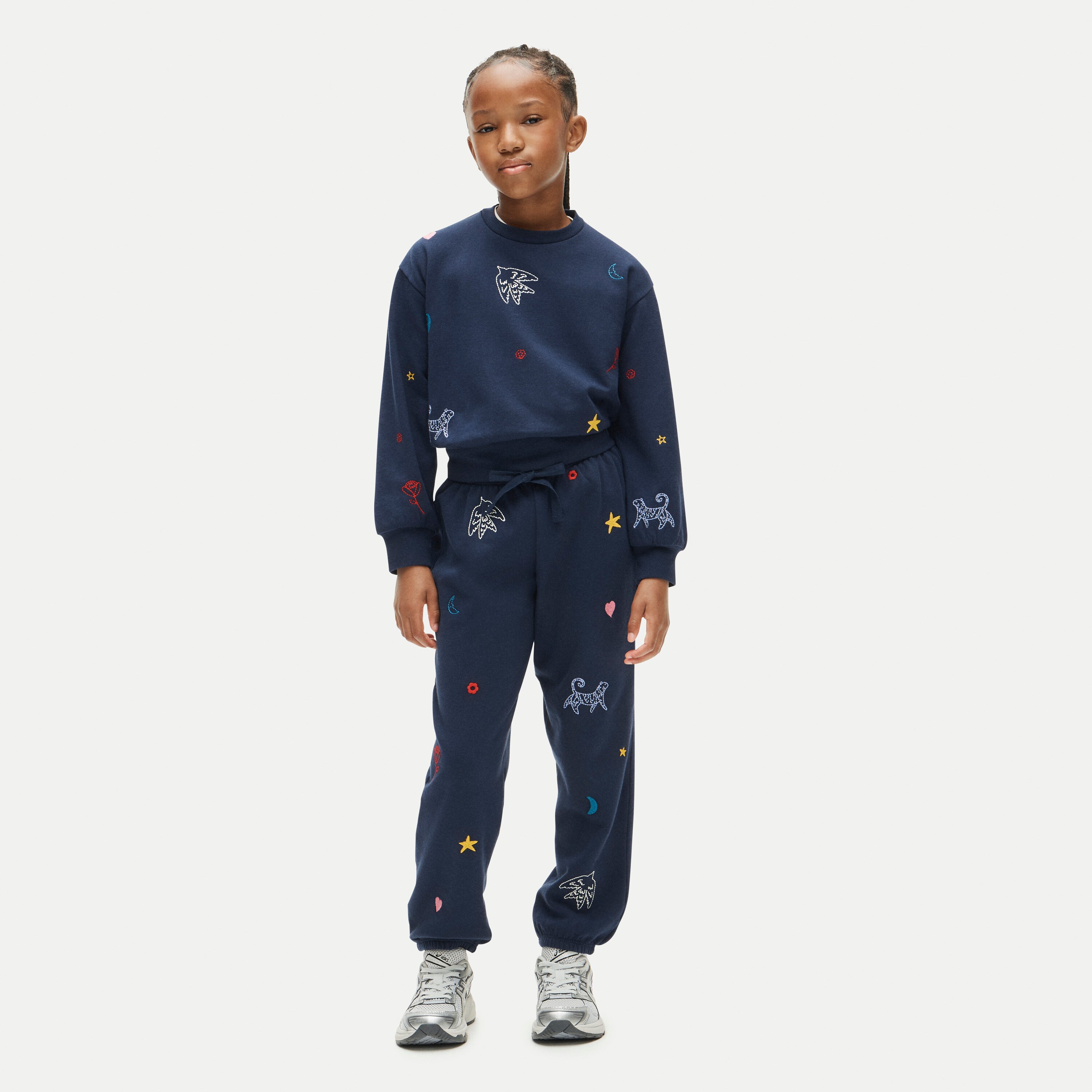 Girls' everyday crewneck sweatshirt in embellished cozy rib