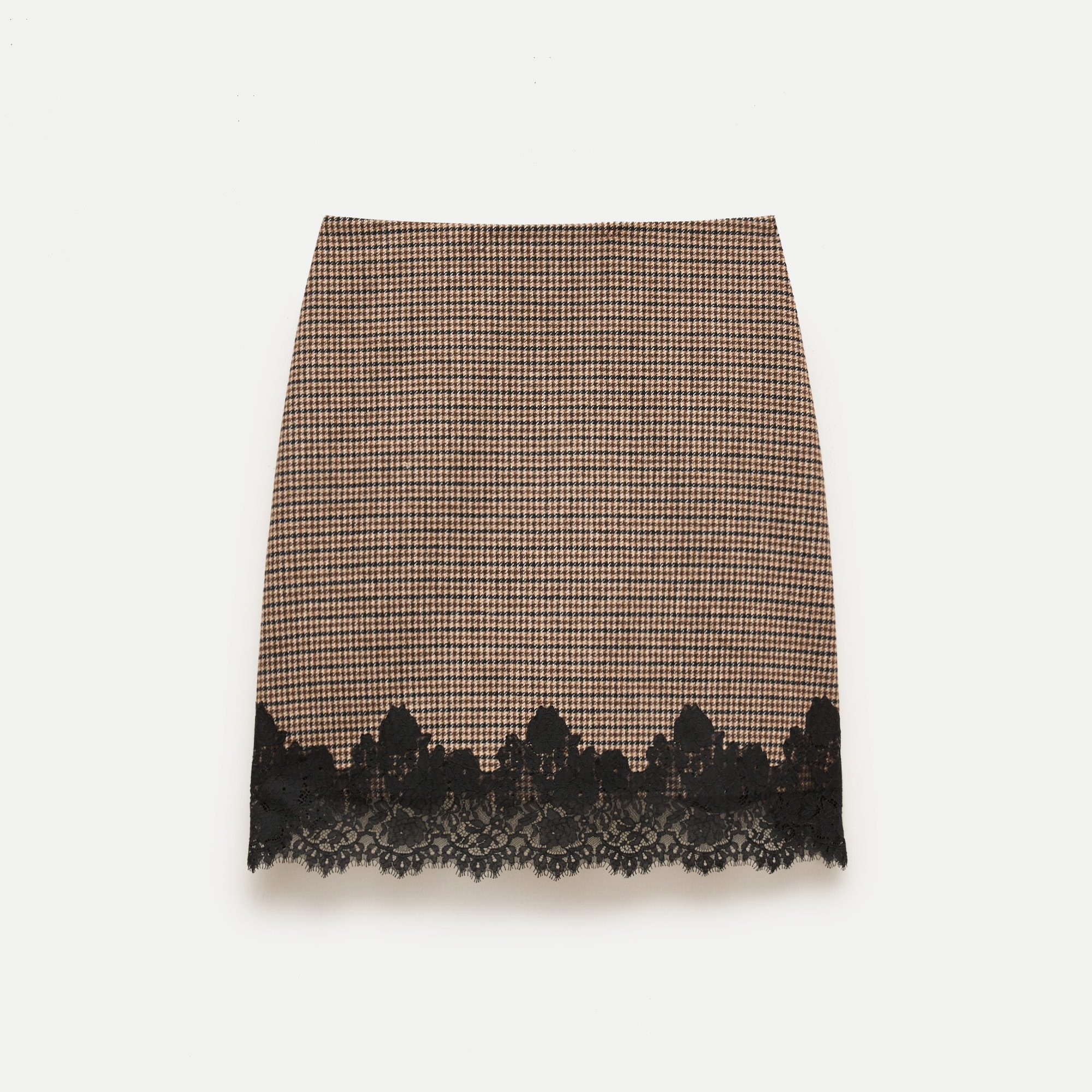 Fairfax lace skirt in houndstooth wool blend