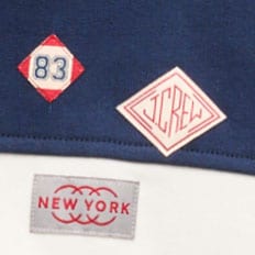 Vintage fleece rugby sweatshirt with novelty patches STRIPE