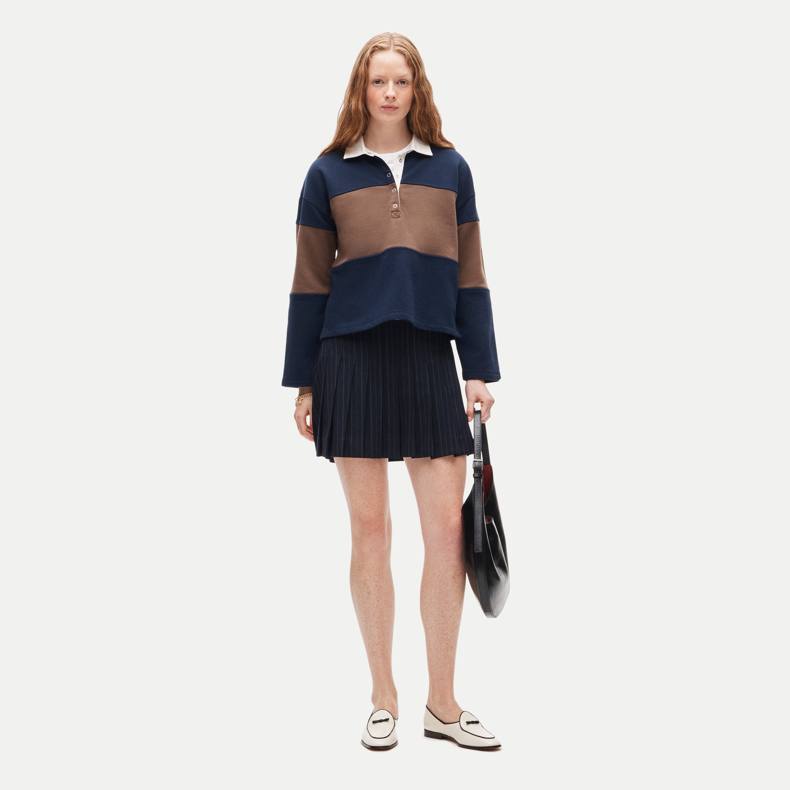 Vintage fleece rugby sweatshirt in stripe - thumbnail 2