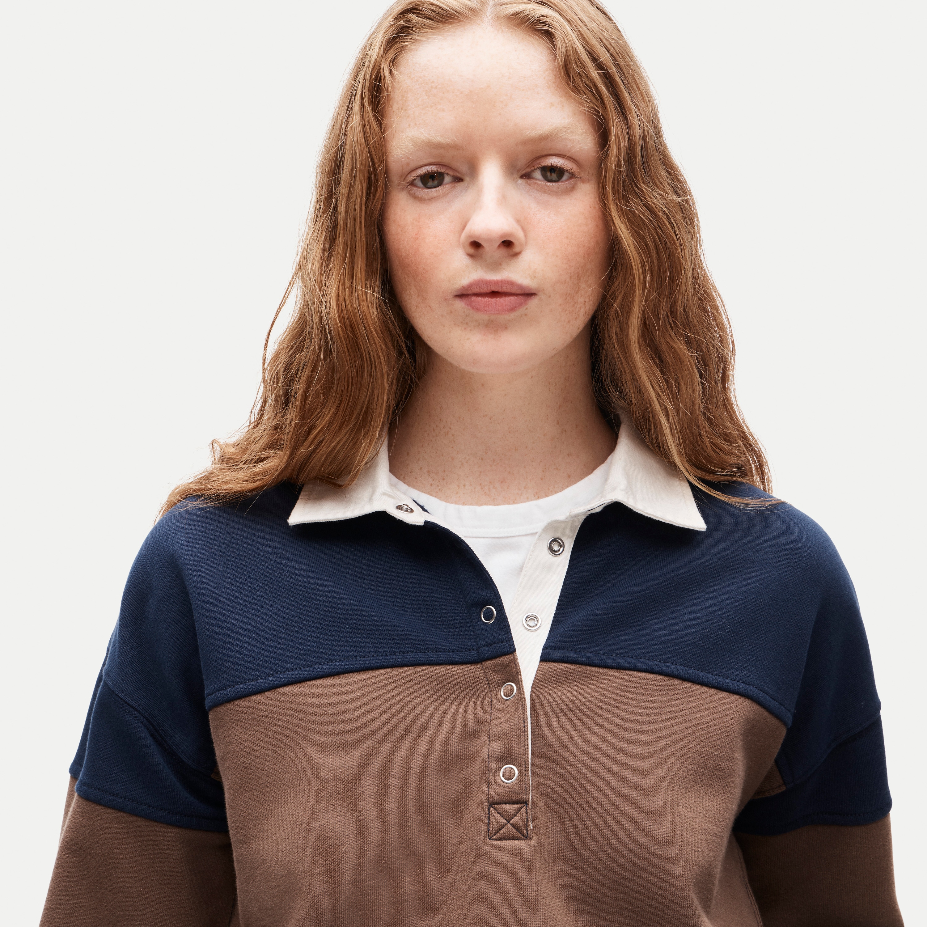 Vintage fleece rugby sweatshirt in stripe