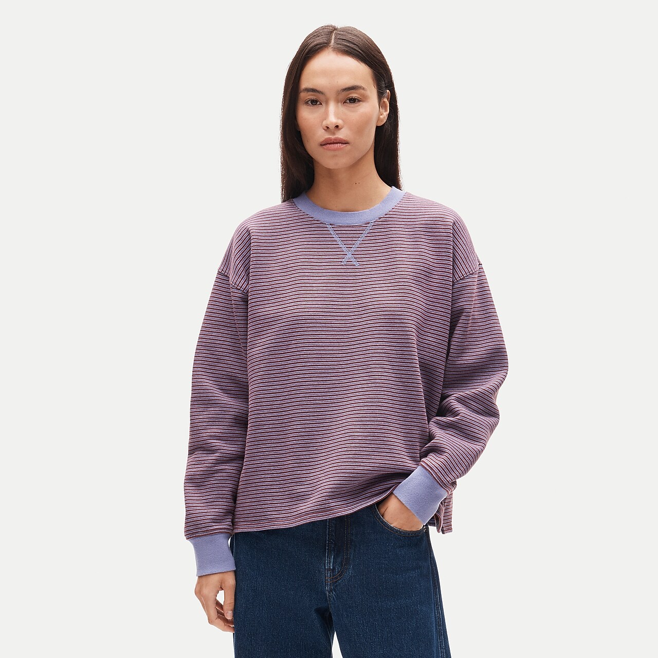 Vintage fleece relaxed sweatshirt in stripe by J.Crew