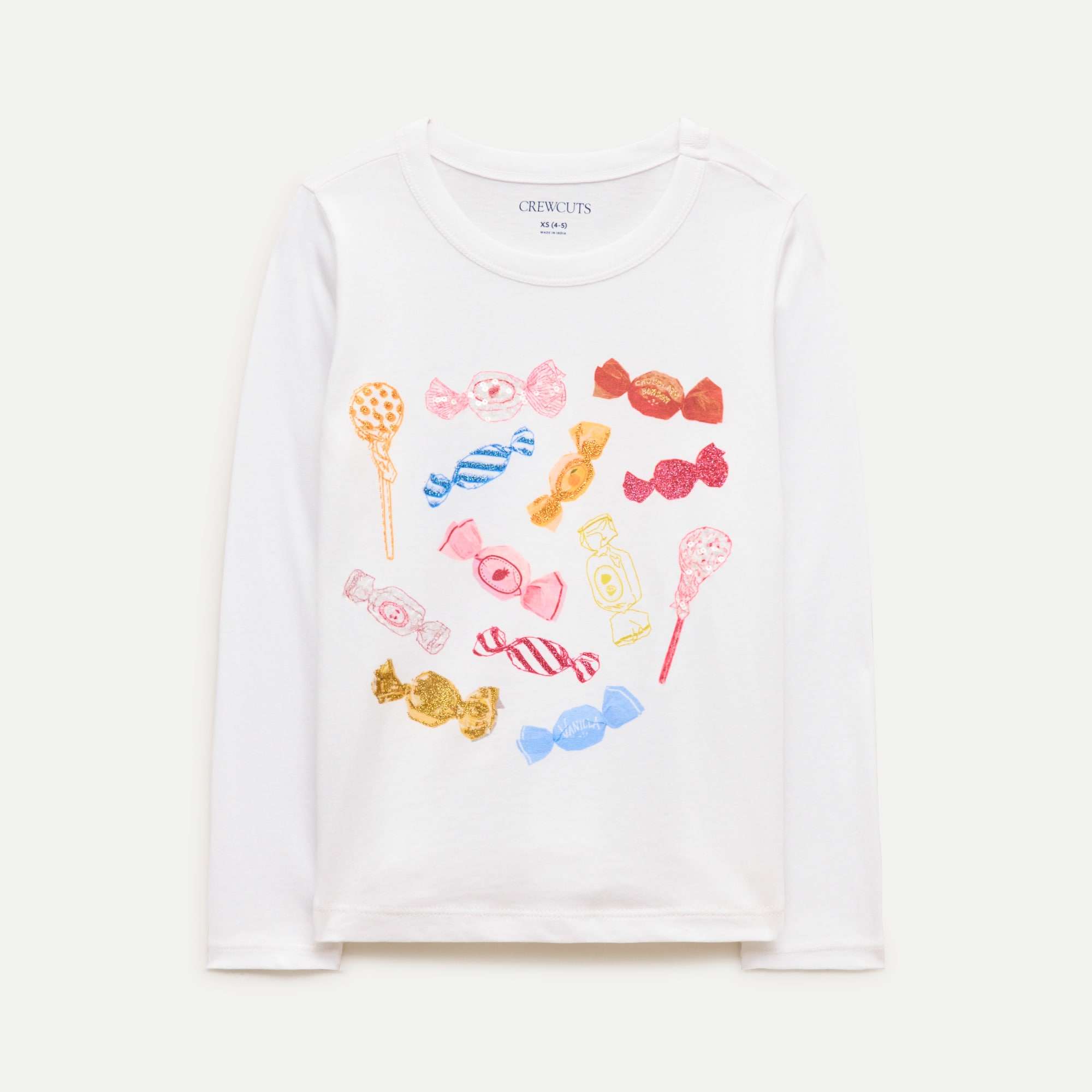 Girls' long-sleeve sweets graphic T-shirt with sequins