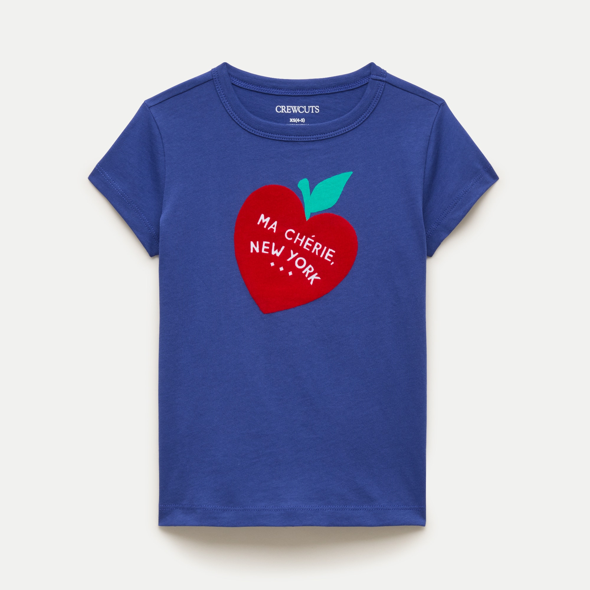 Girls' short-sleeve "ma cherie" graphic T-shirt with flocking