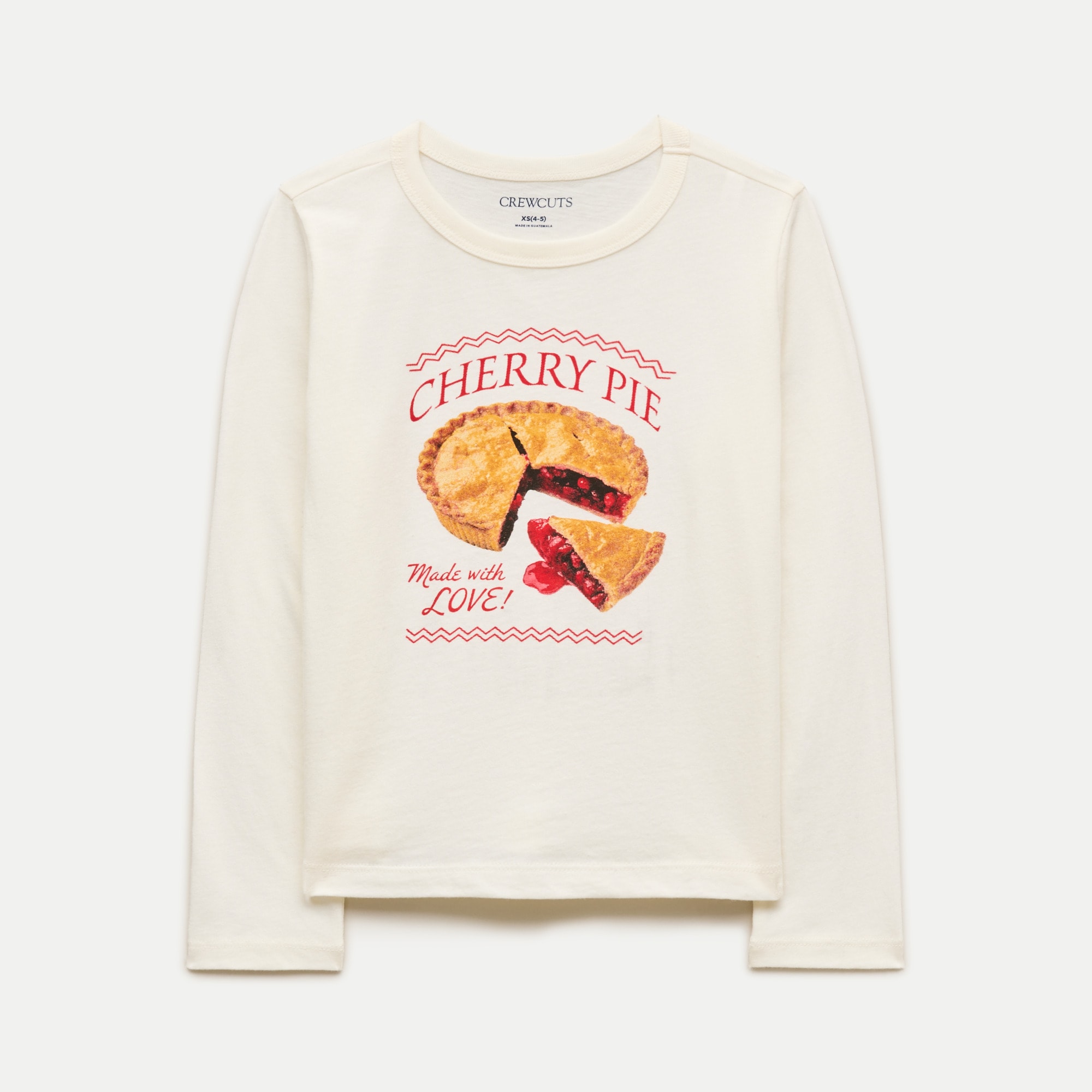 Girls' long-sleeve cherry pie graphic T-shirt