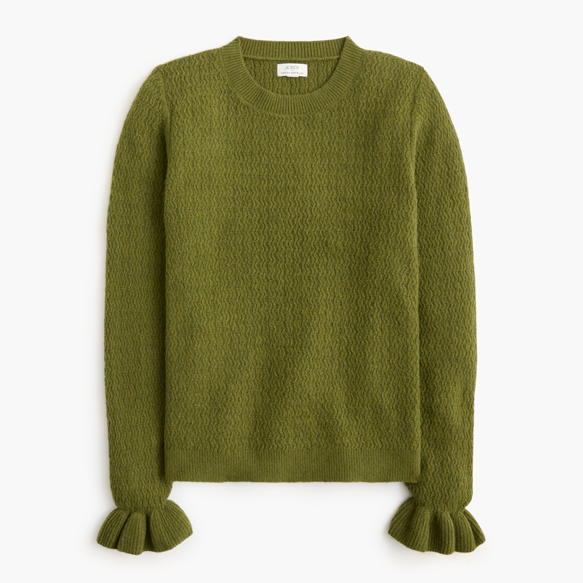 Ruffle-sleeve sweater cotton-soft blend