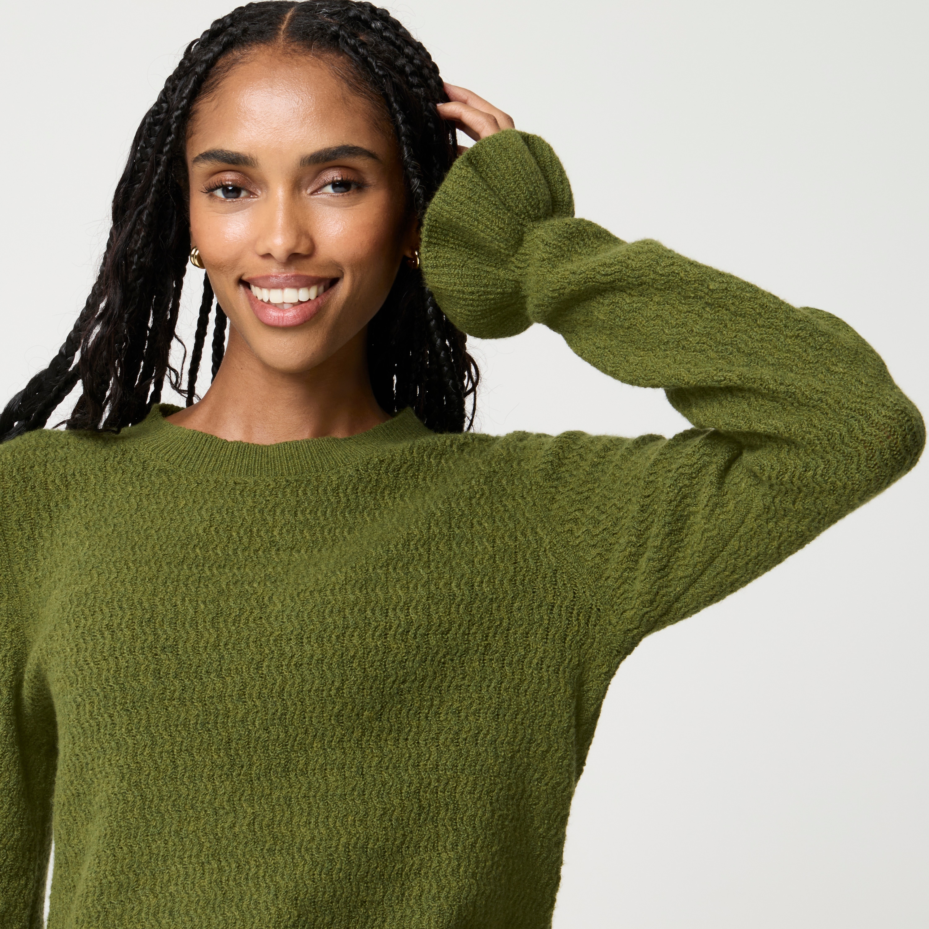 Ruffle-sleeve sweater cotton-soft blend