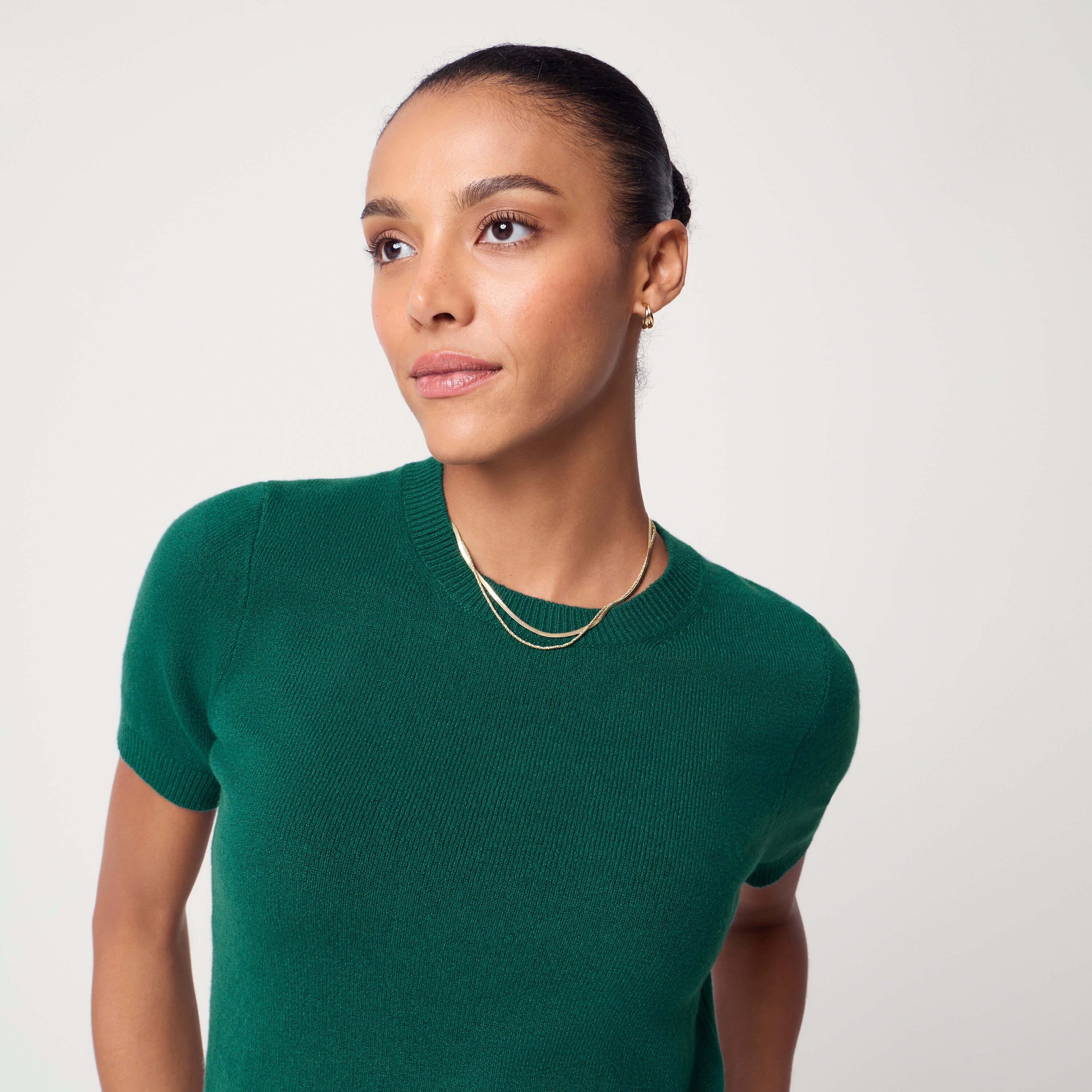 Short-sleeve sweater in cotton-soft blend