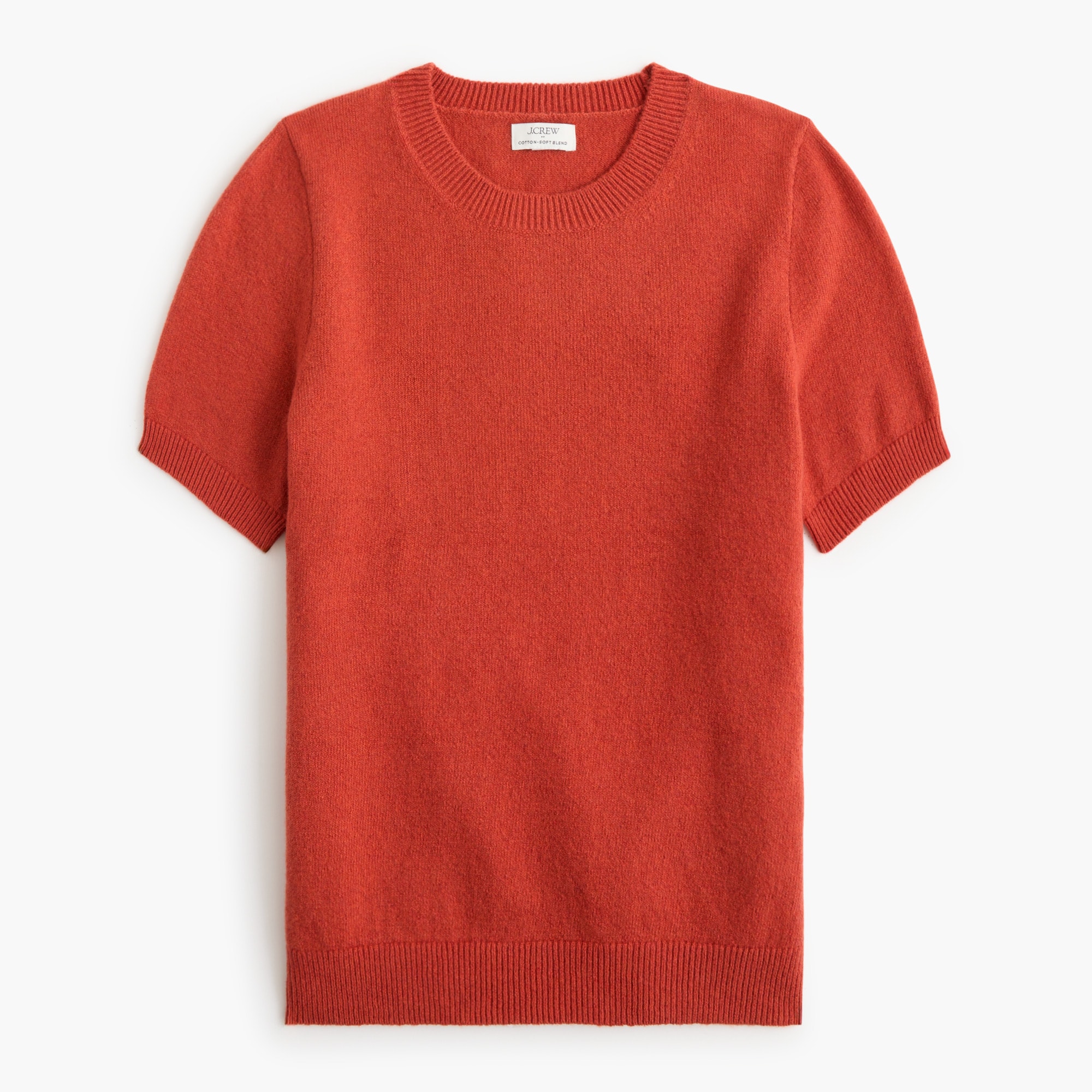 Short-sleeve sweater in cotton-soft blend