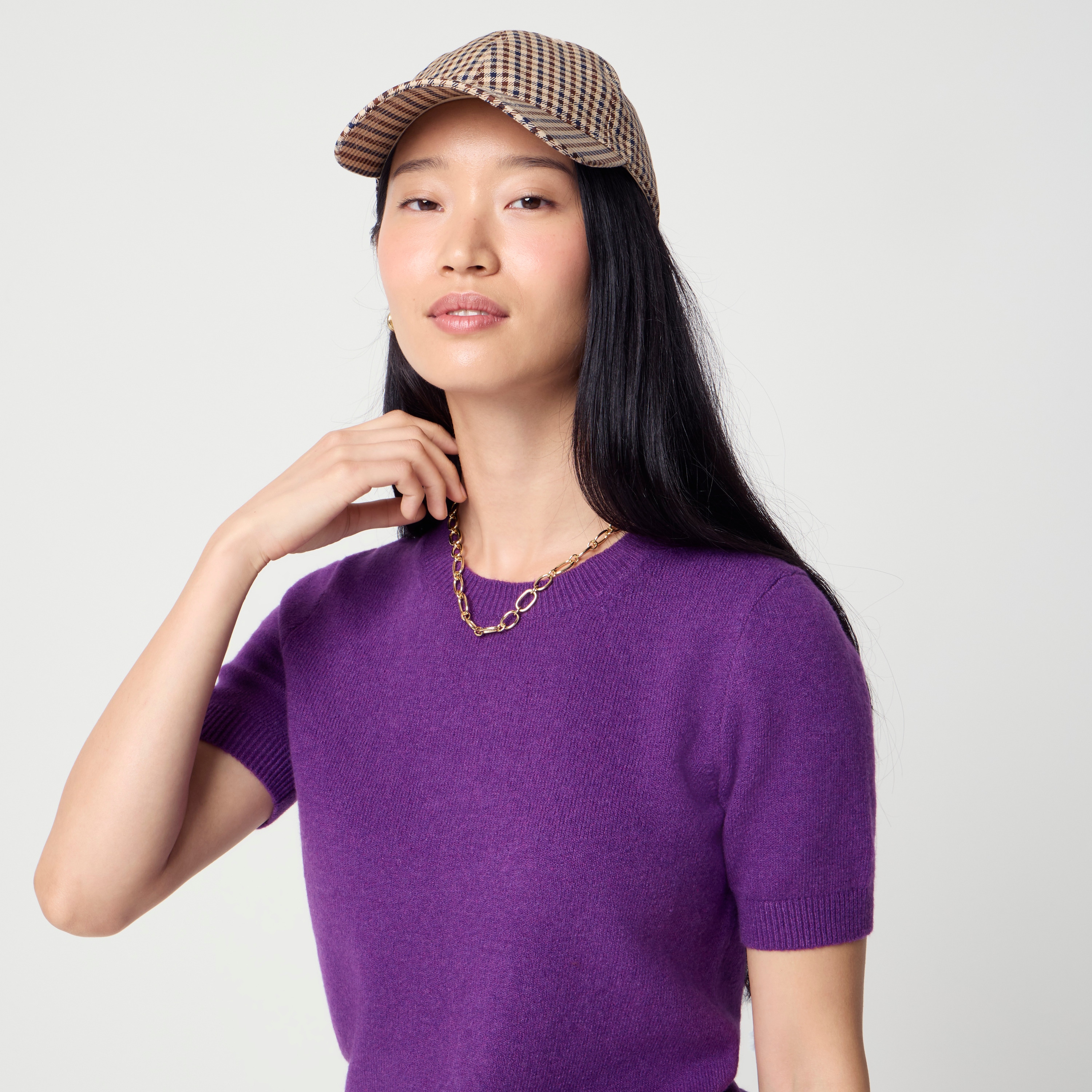 Short-sleeve sweater in cotton-soft blend