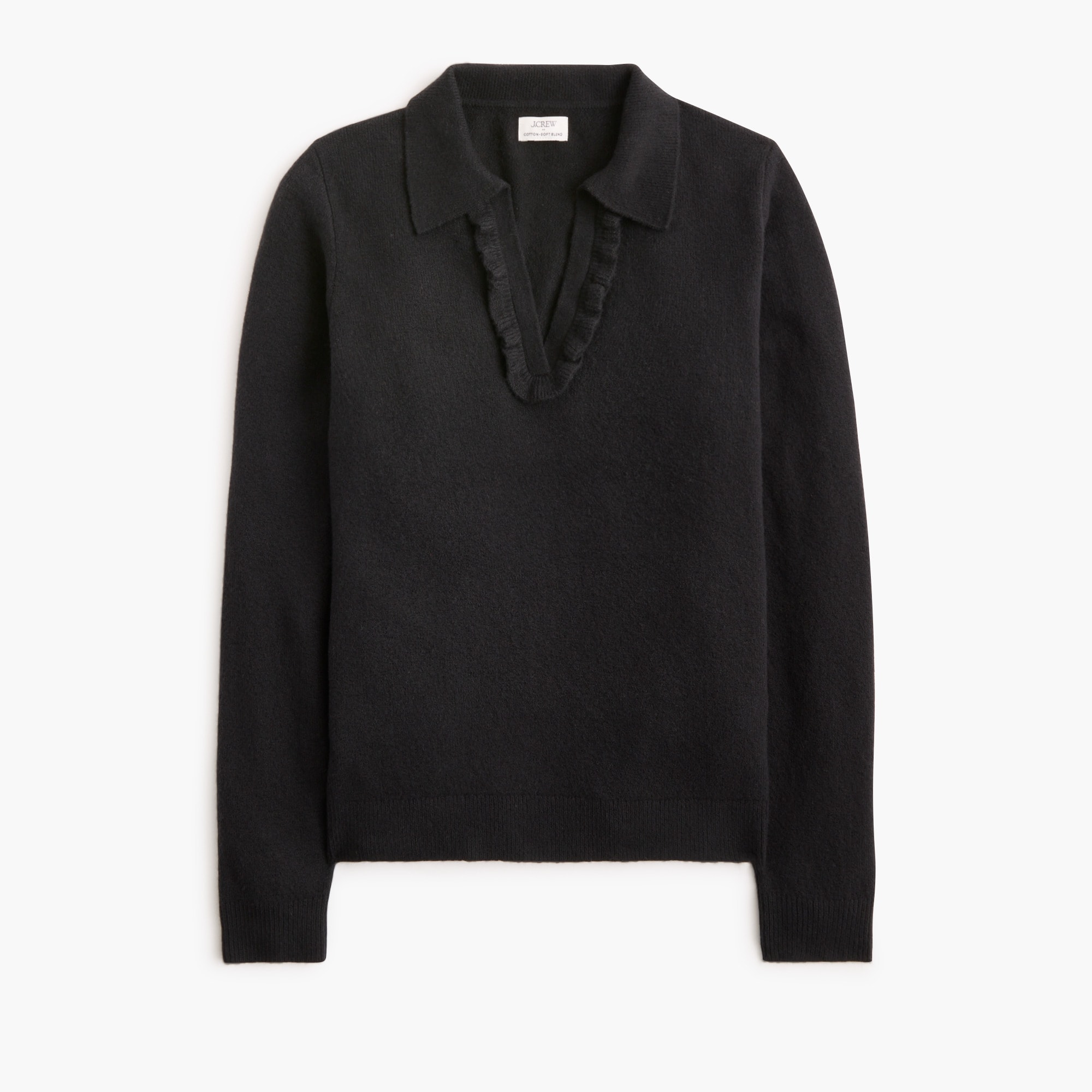 Ruffle sweater-polo cotton-soft blend