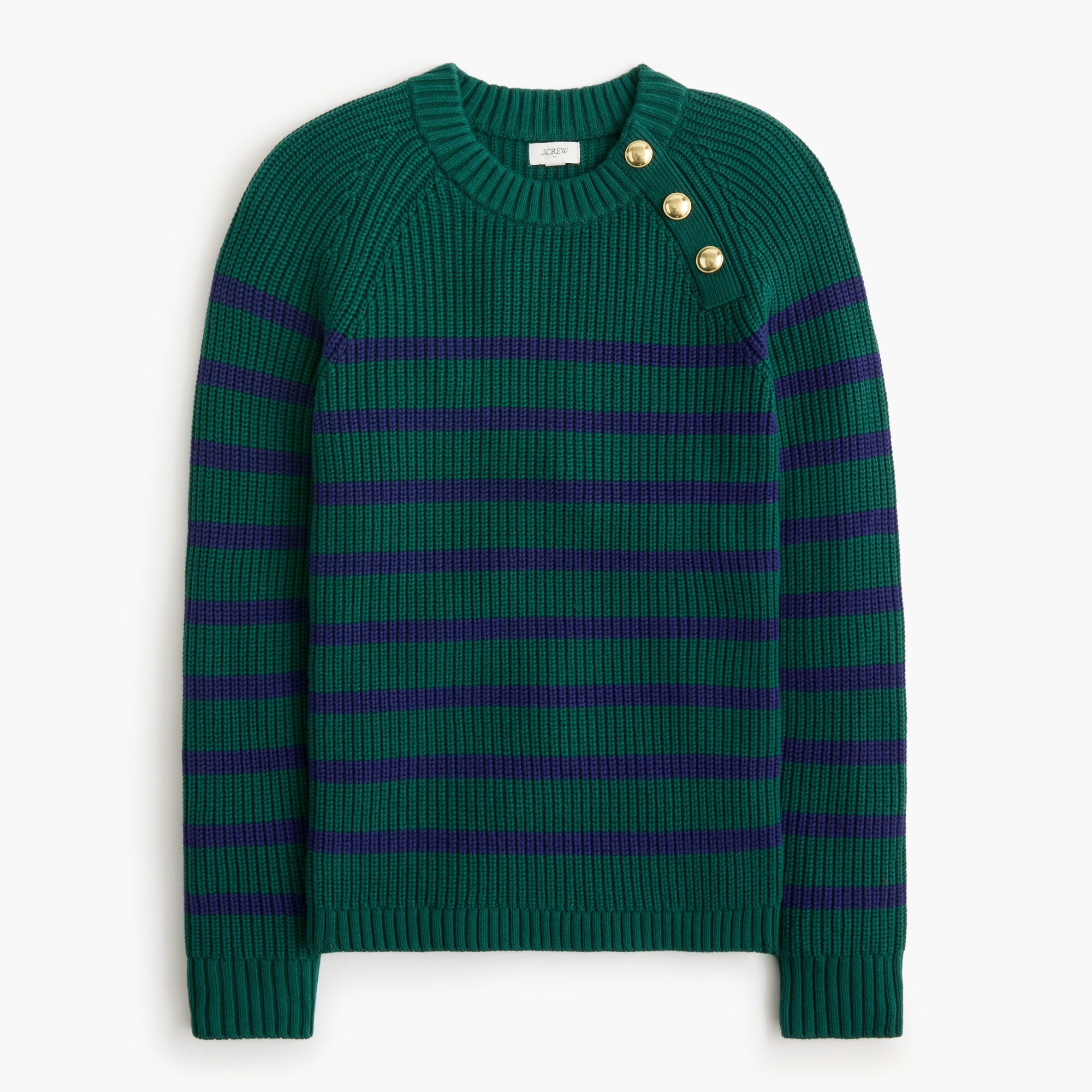 Striped button-shoulder sweater