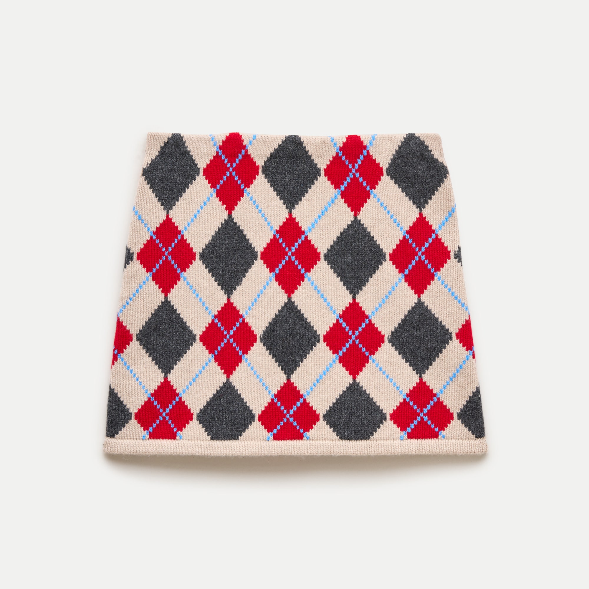 Mini knit sweater-skirt in argyle wool