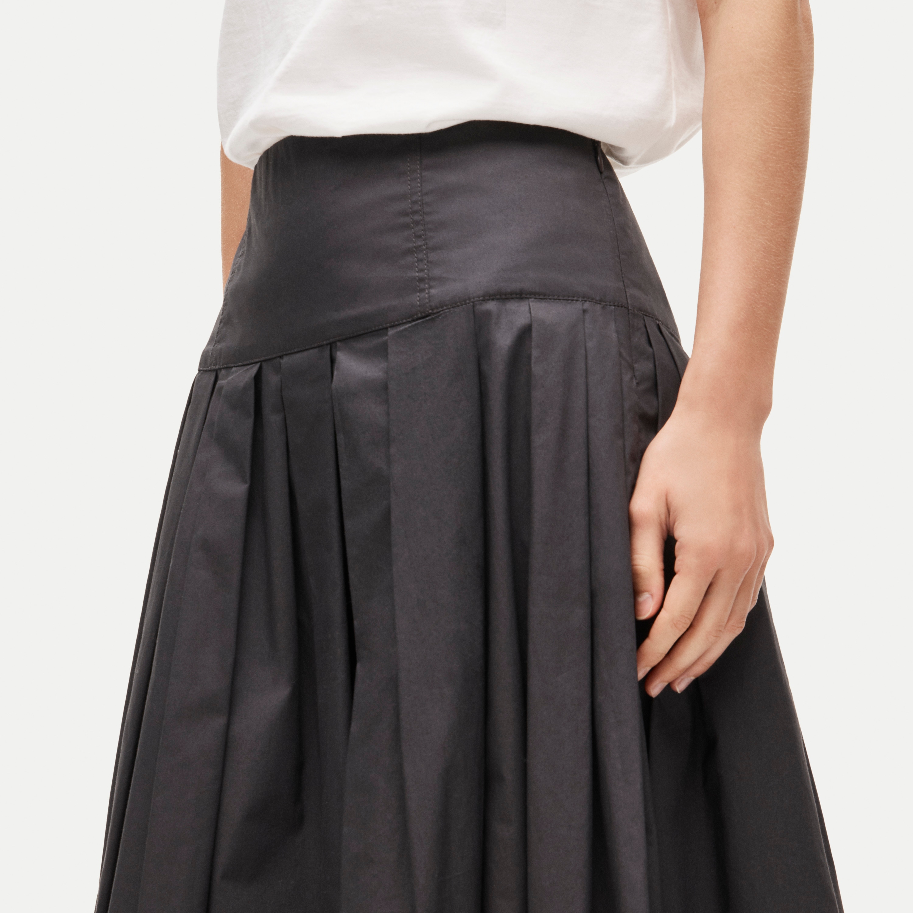 Midi skirt in compact cotton poplin - thumbnail 2