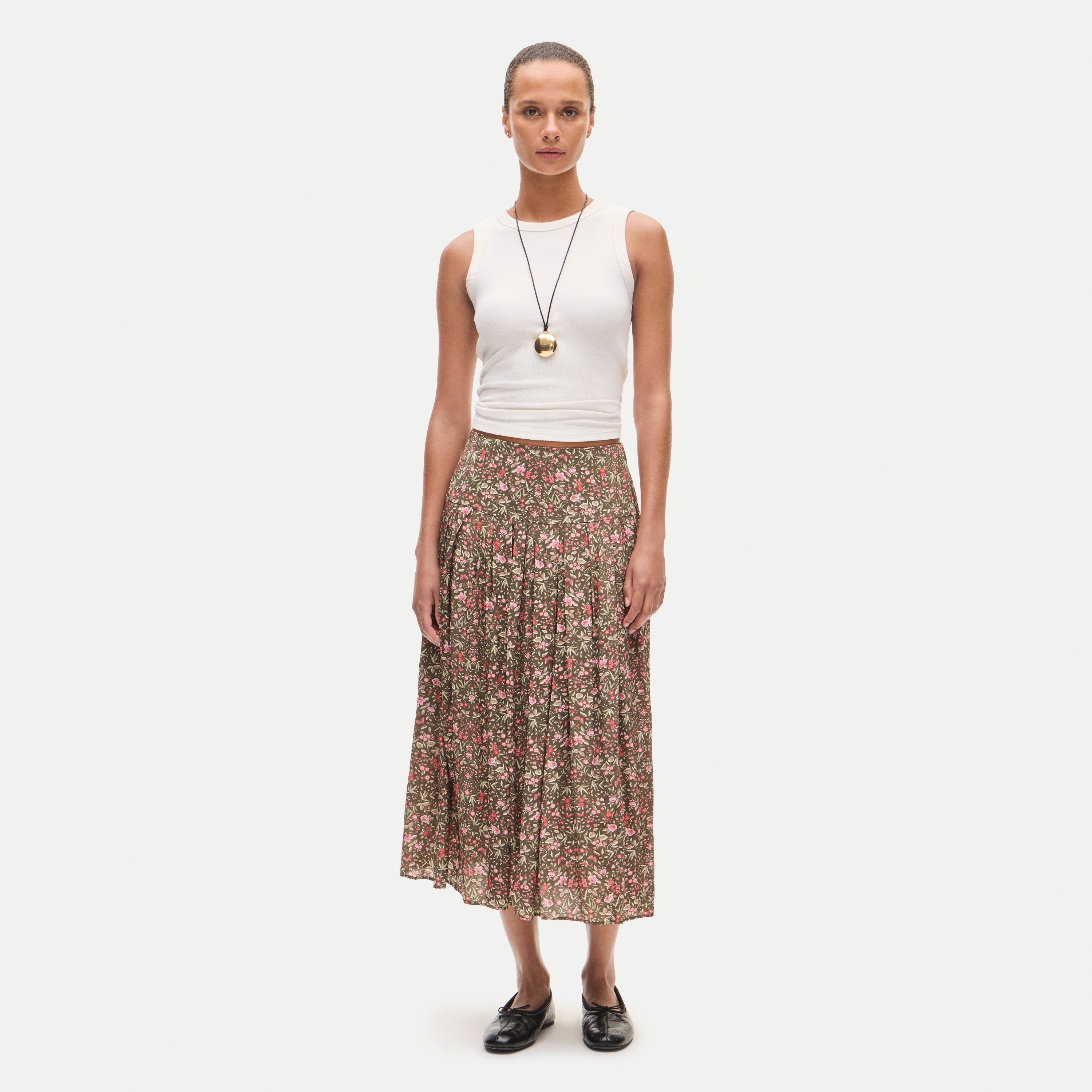 Midi skirt in Liberty® floral crepe de chine fabric