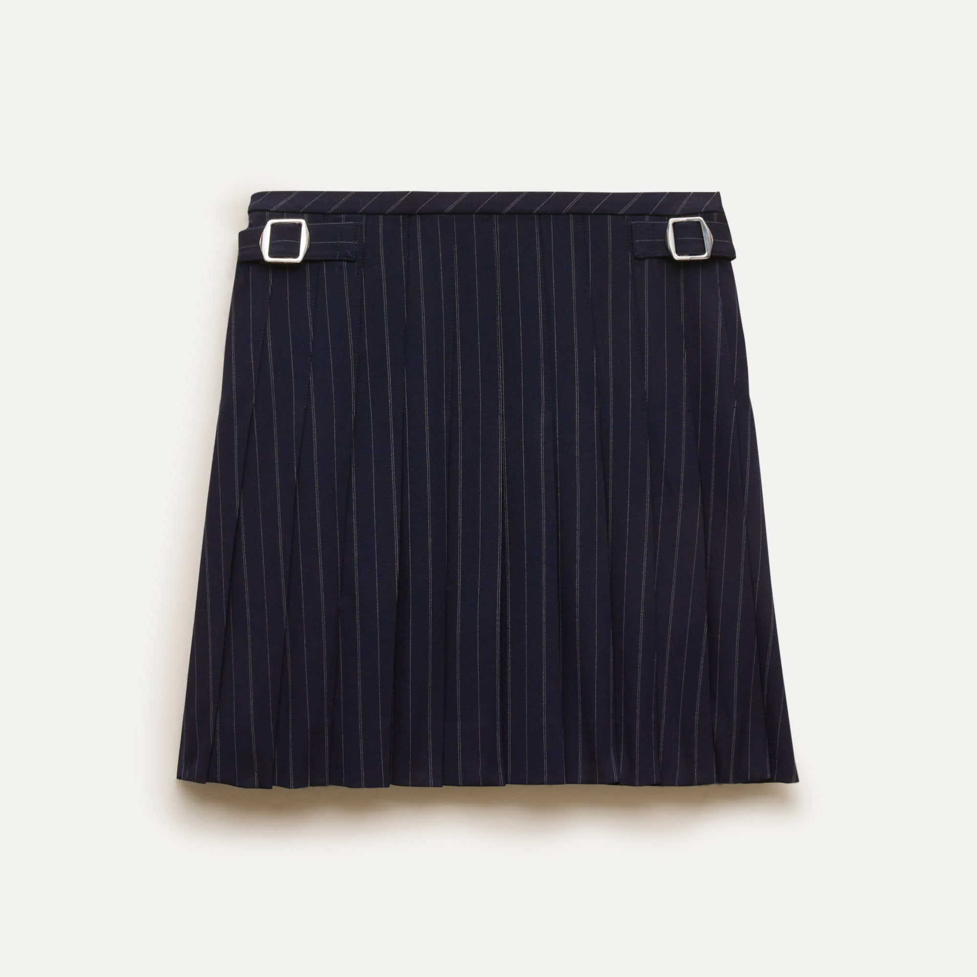Ivy mini skirt in pinstriped Gramercy suiting