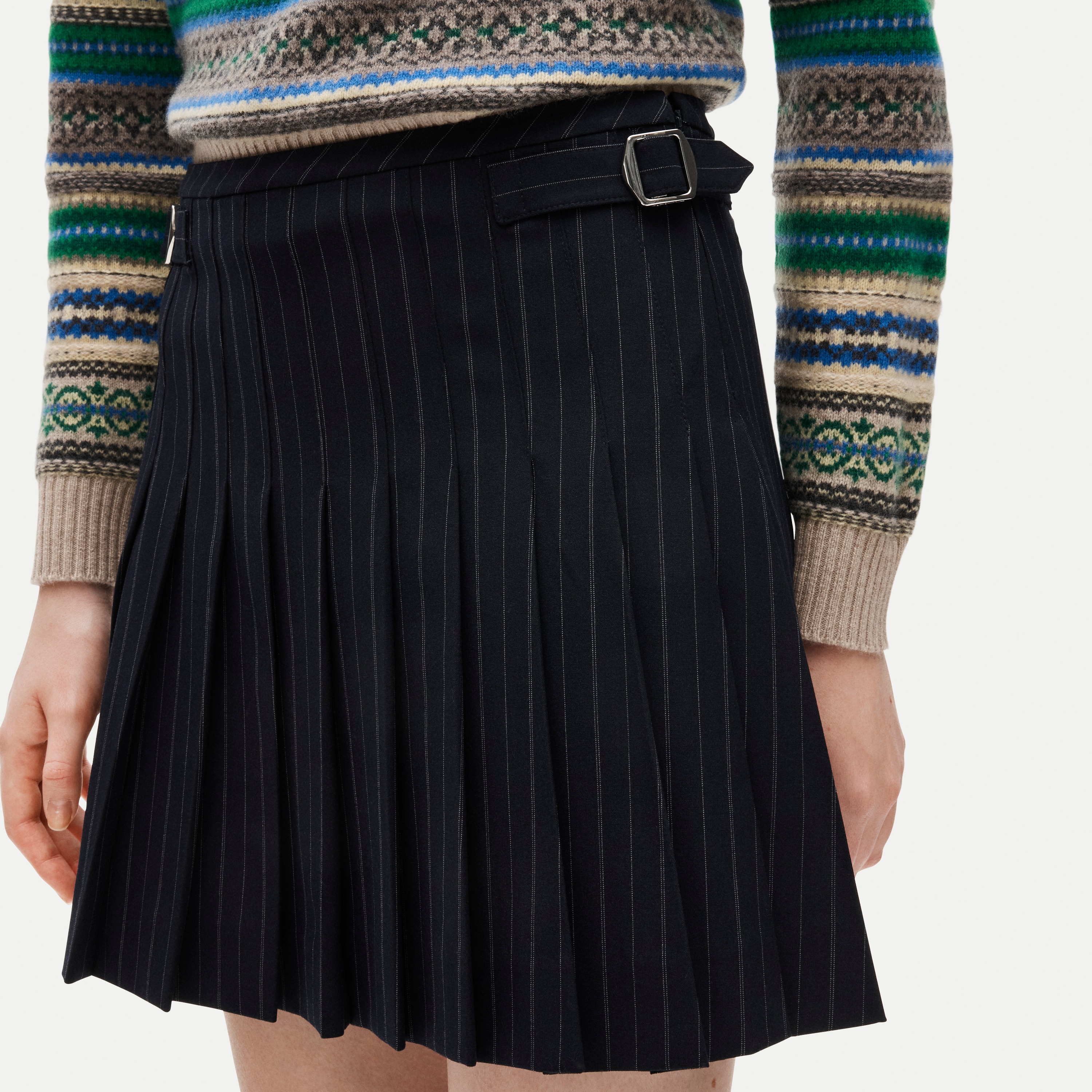 Ivy mini skirt in pinstriped Gramercy suiting - thumbnail 2