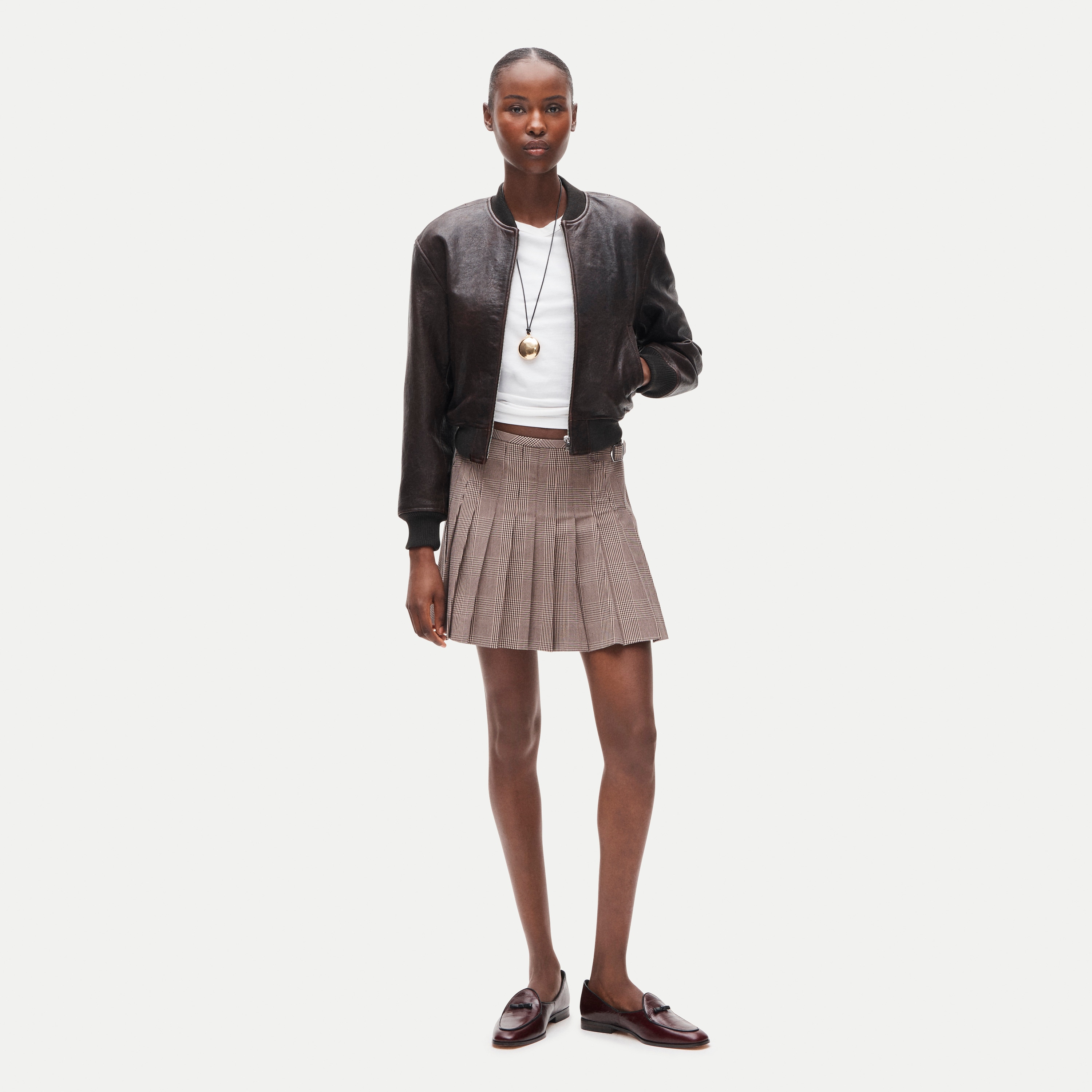 Ivy mini skirt in houndstooth Gramercy suiting - thumbnail 2