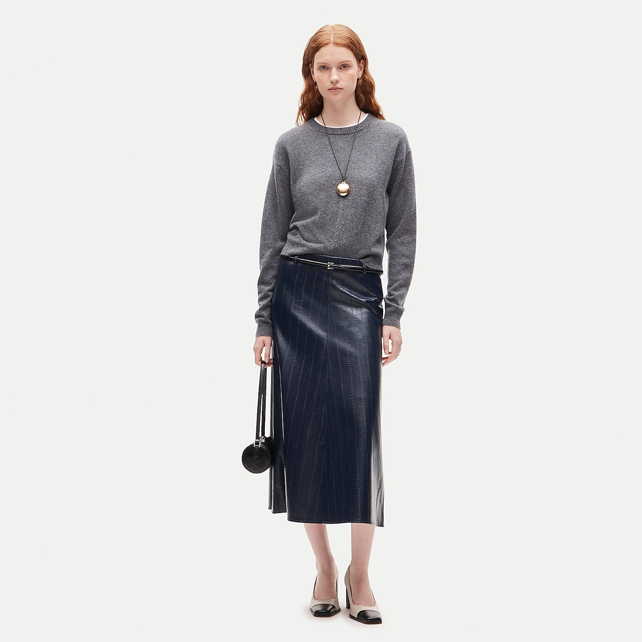 A-line skirt in eel-embossed faux leather by J.Crew