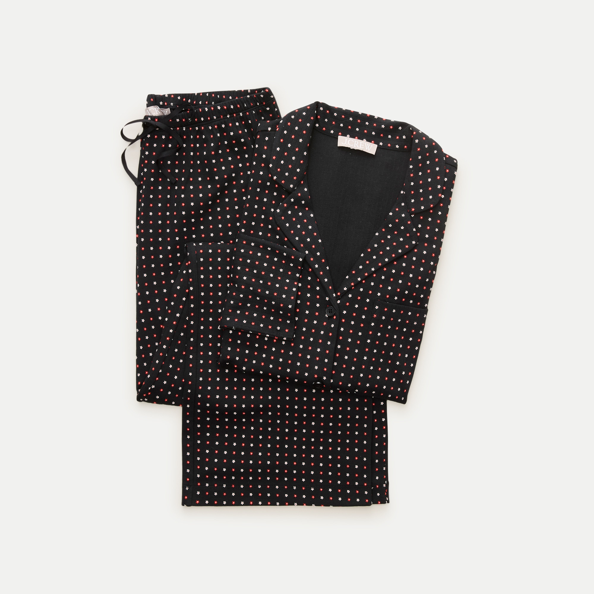 Dreamy rib long-sleeve pajama pant set in daisy print
