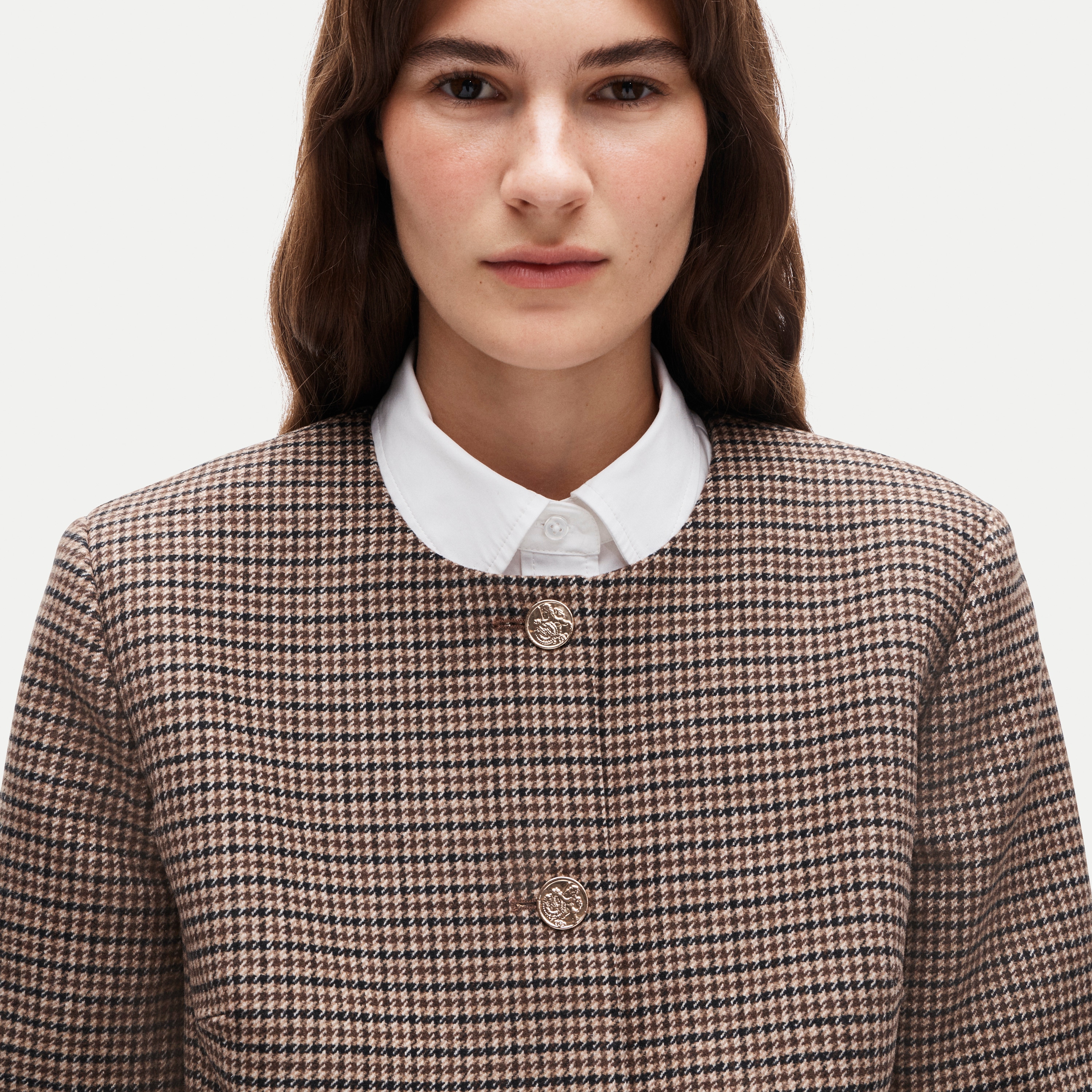 Lady jacket in houndstooth wool blend