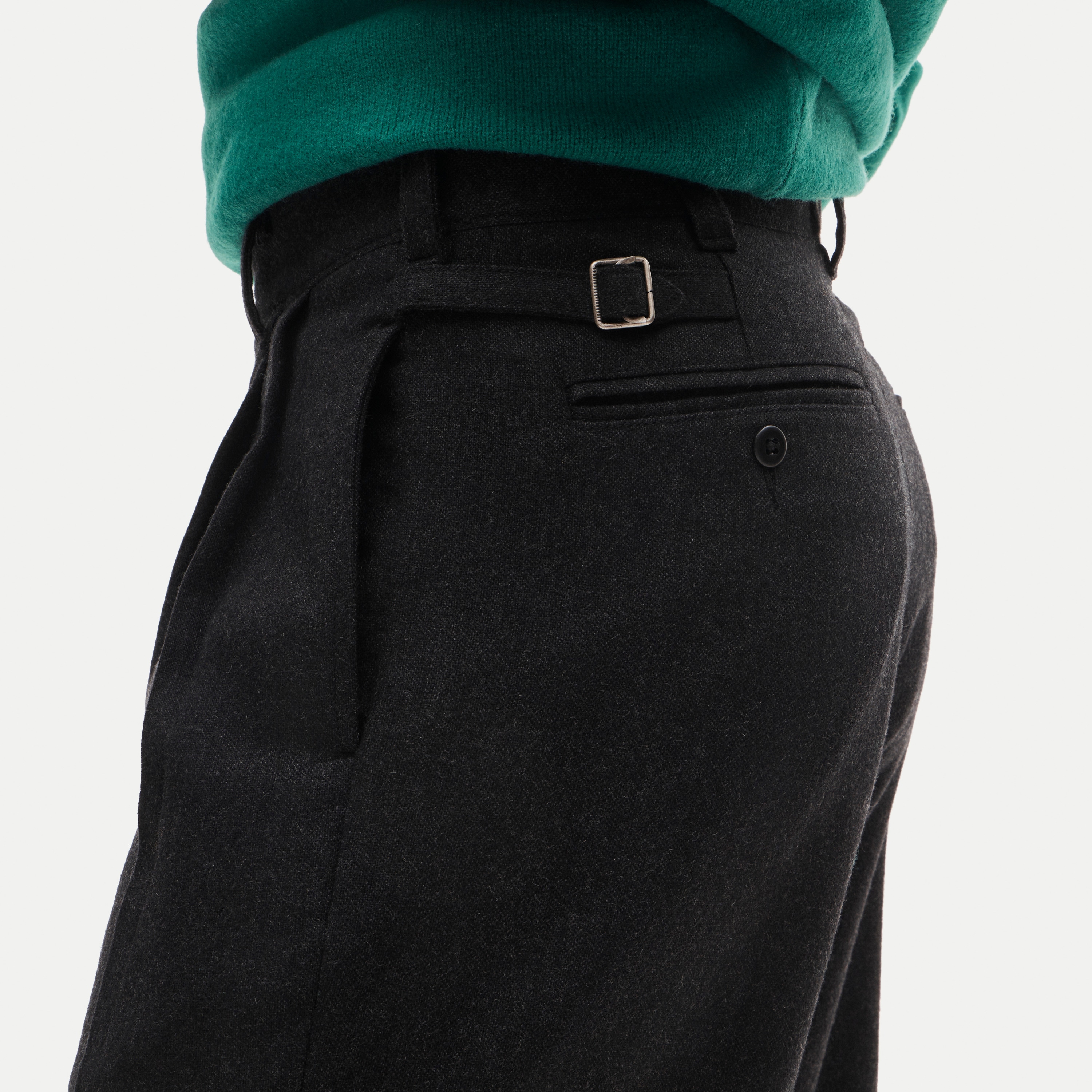 Relaxed-fit double-pleated trouser in wool blend