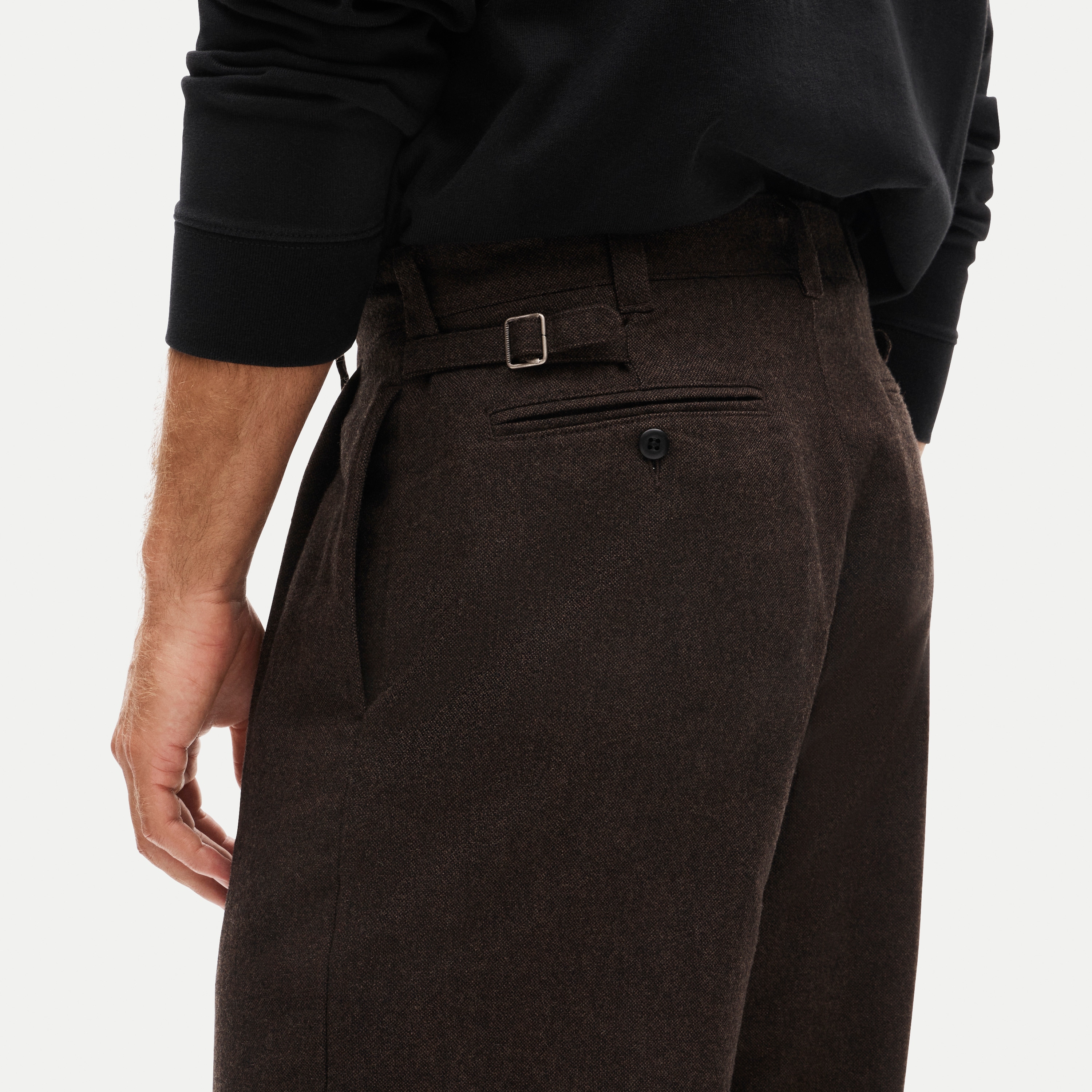 Relaxed-fit double-pleated trouser in wool blend