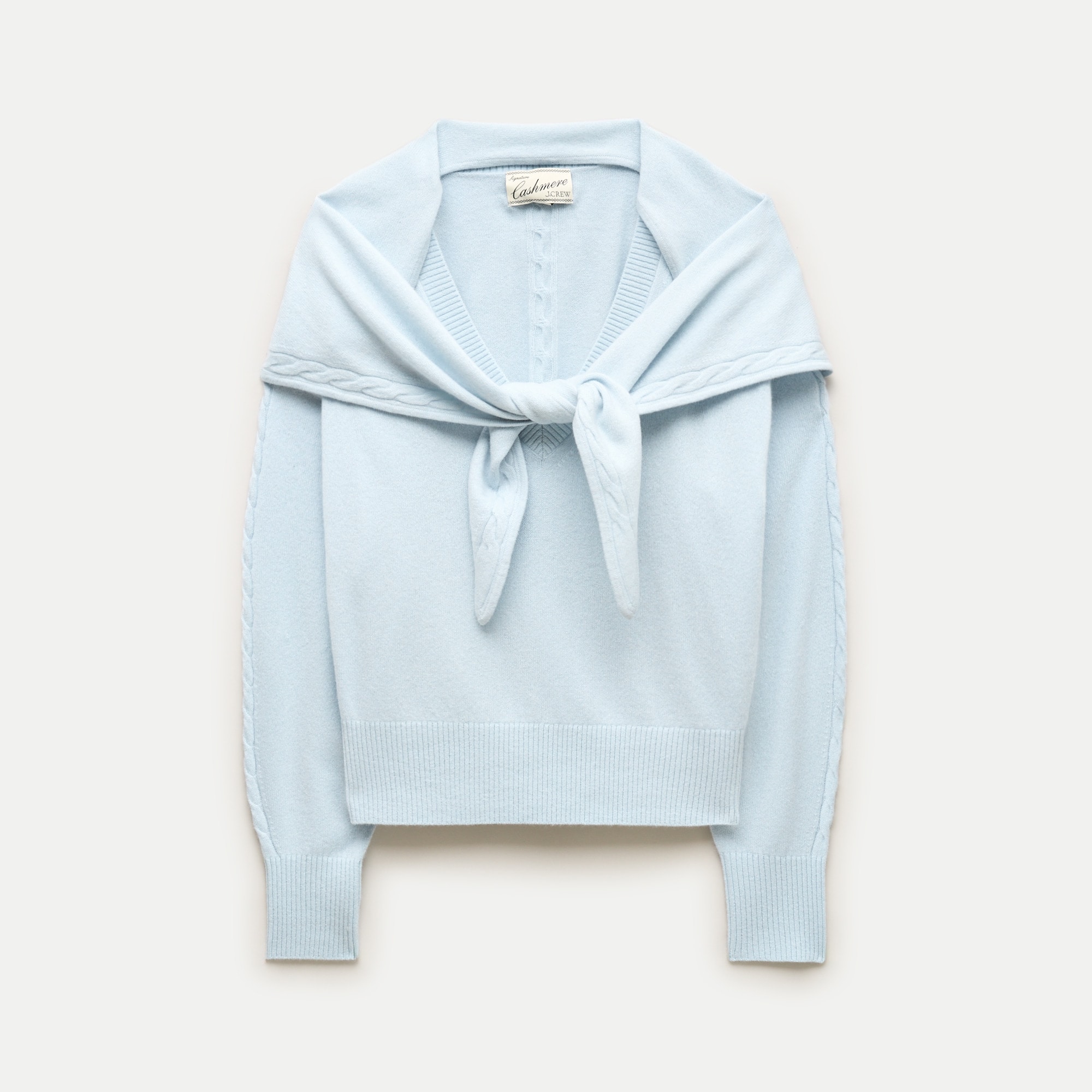 Cashmere V-neck sweater with removable scarf