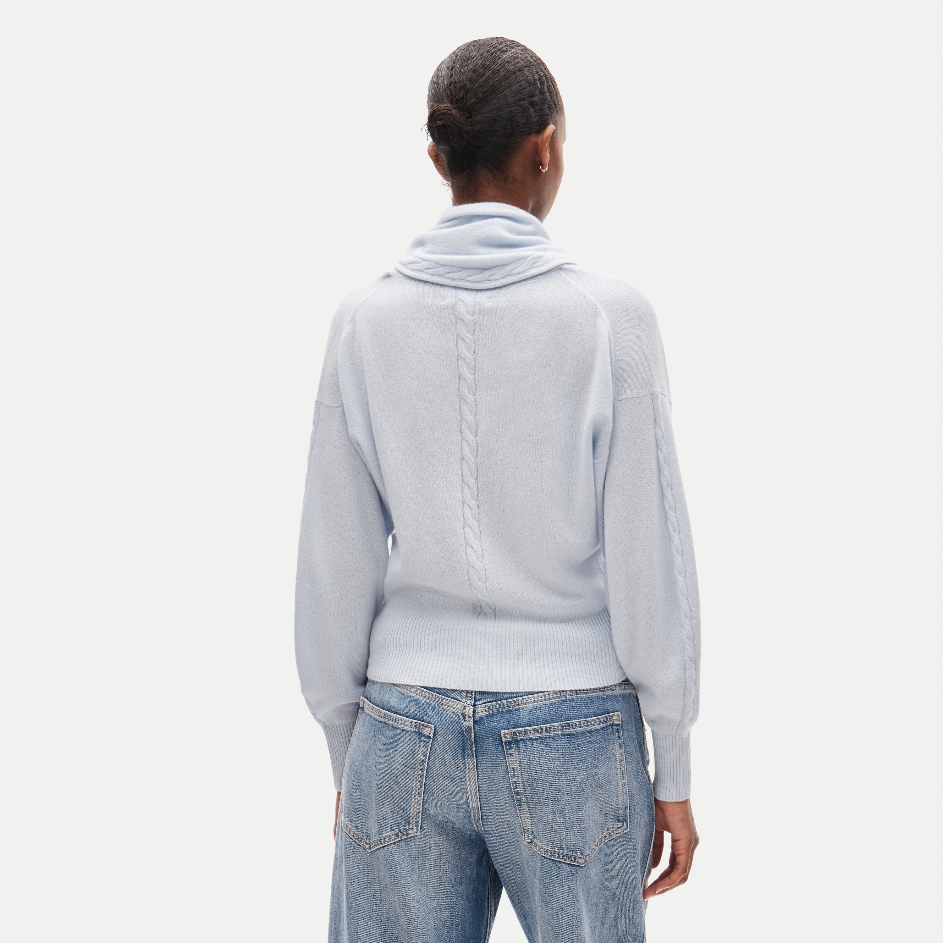 Cashmere V-neck sweater with removable scarf