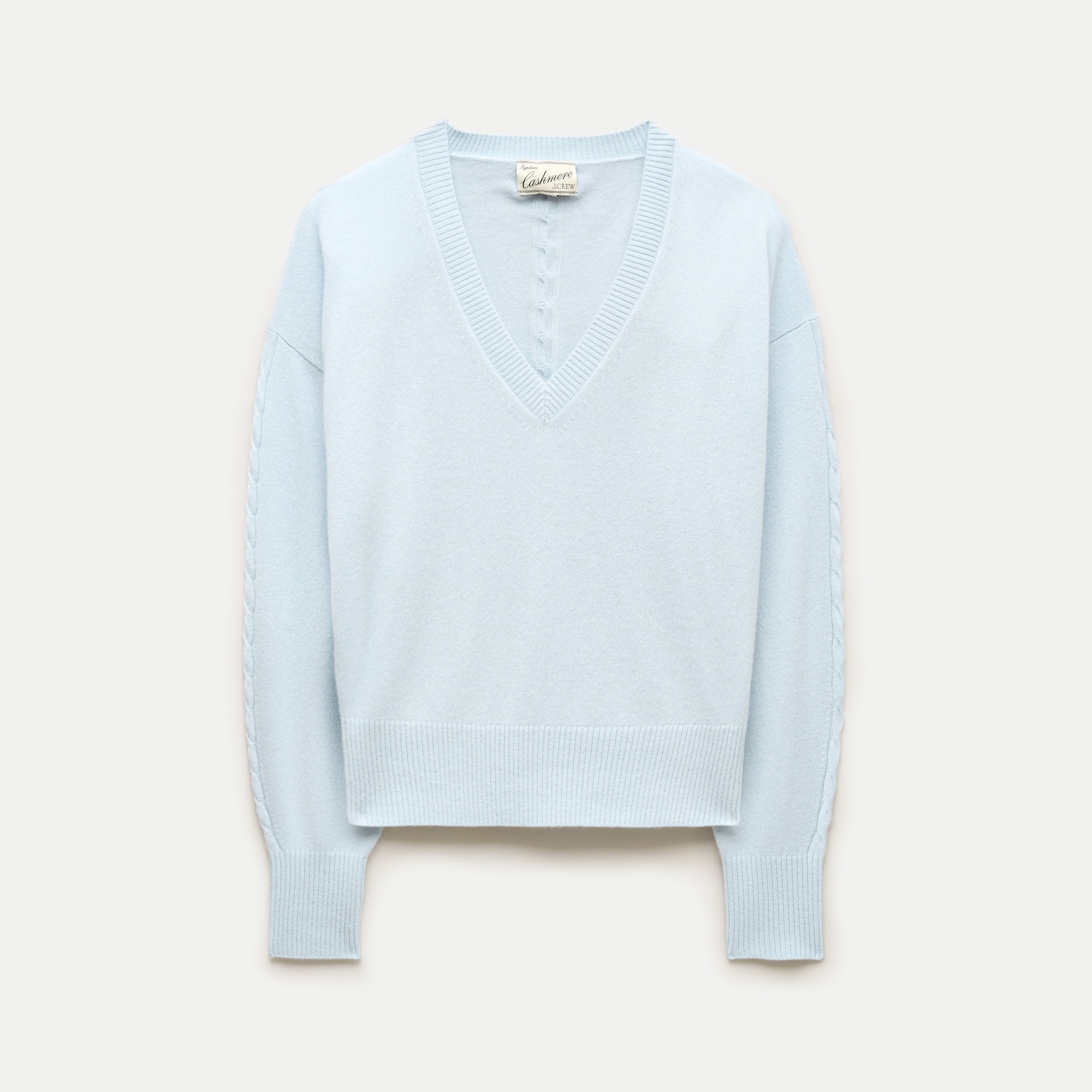 Cashmere V-neck sweater with removable scarf