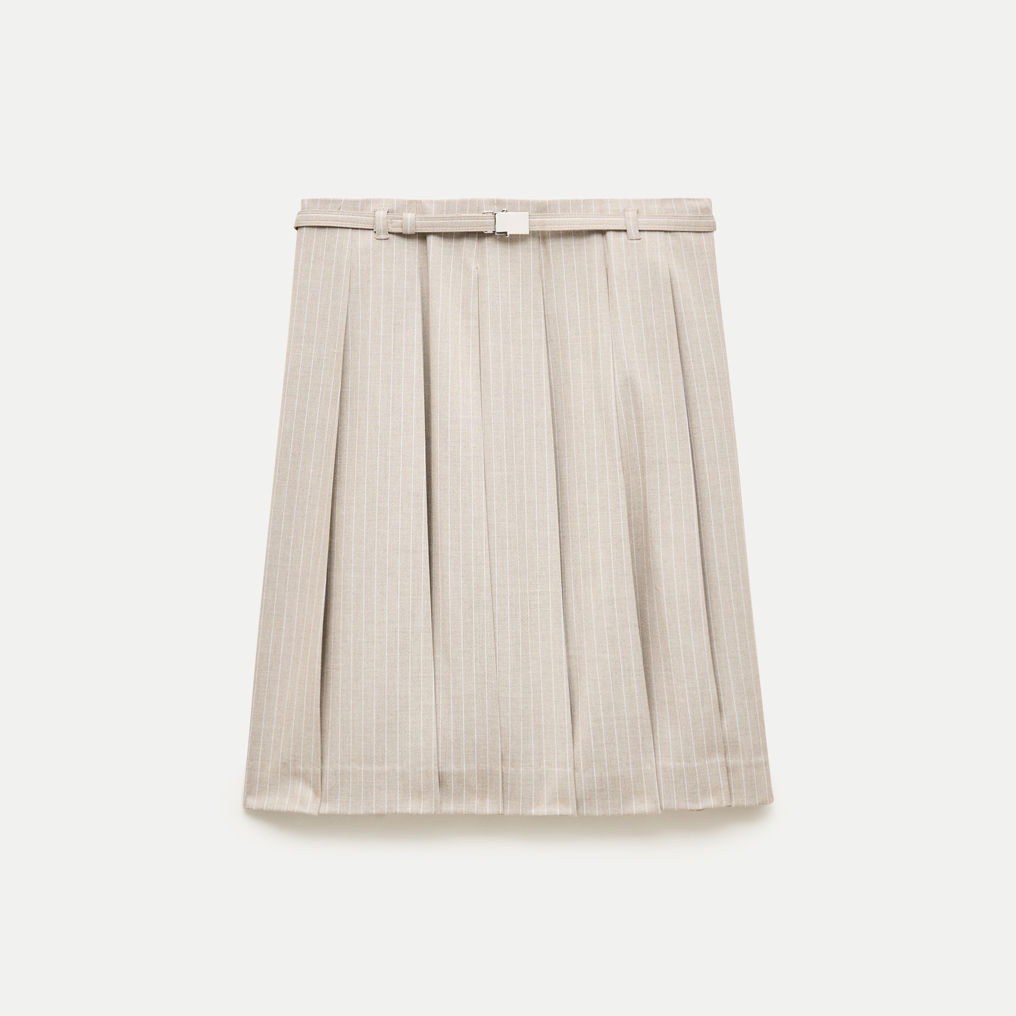 Pleated prep skirt in striped Gramercy suiting
