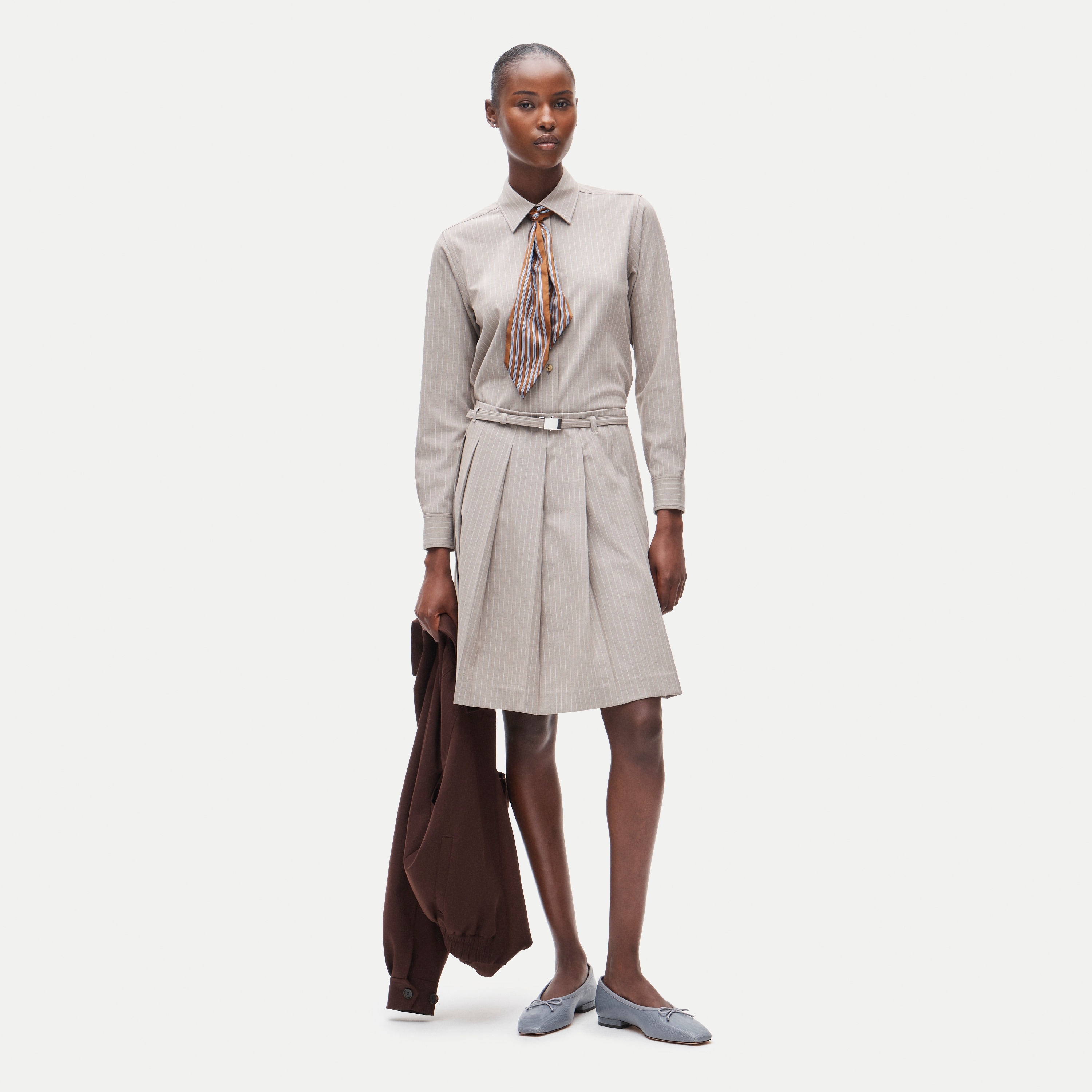 Pleated Prep Skirt In Striped Gramercy Suiting For Women | J.Crew