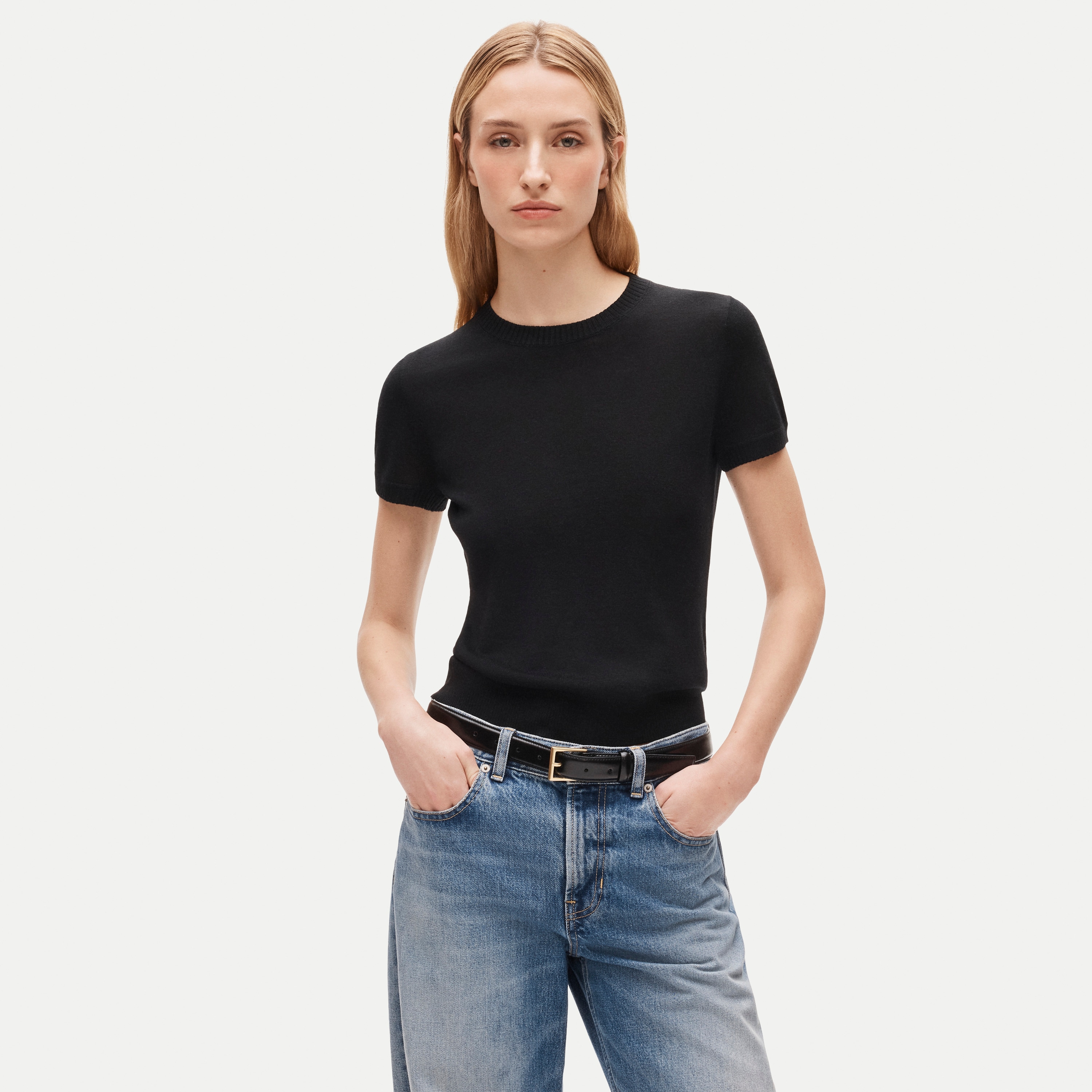 Sweater-tee in merino wool blend