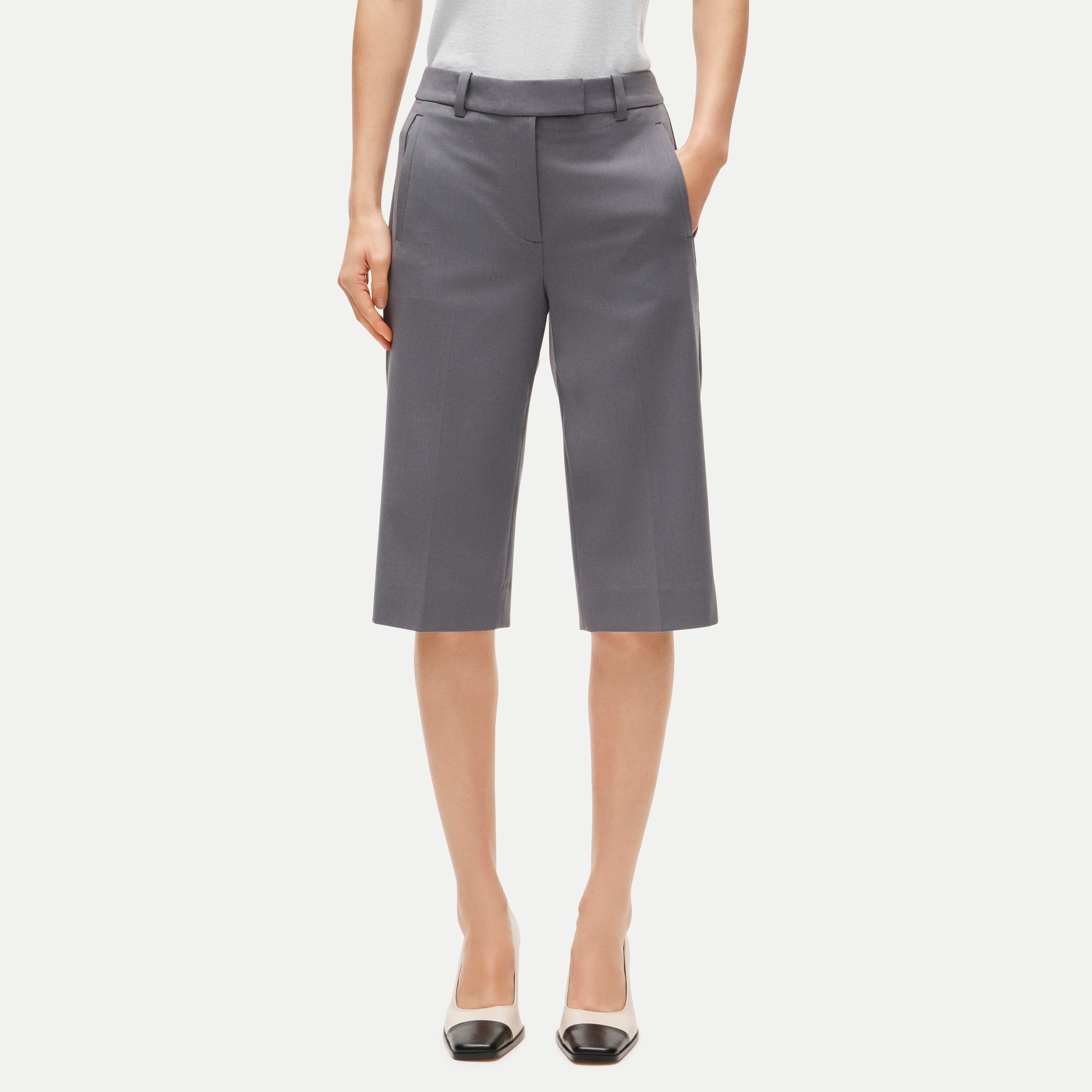Trouser culotte in lightspun wool blend