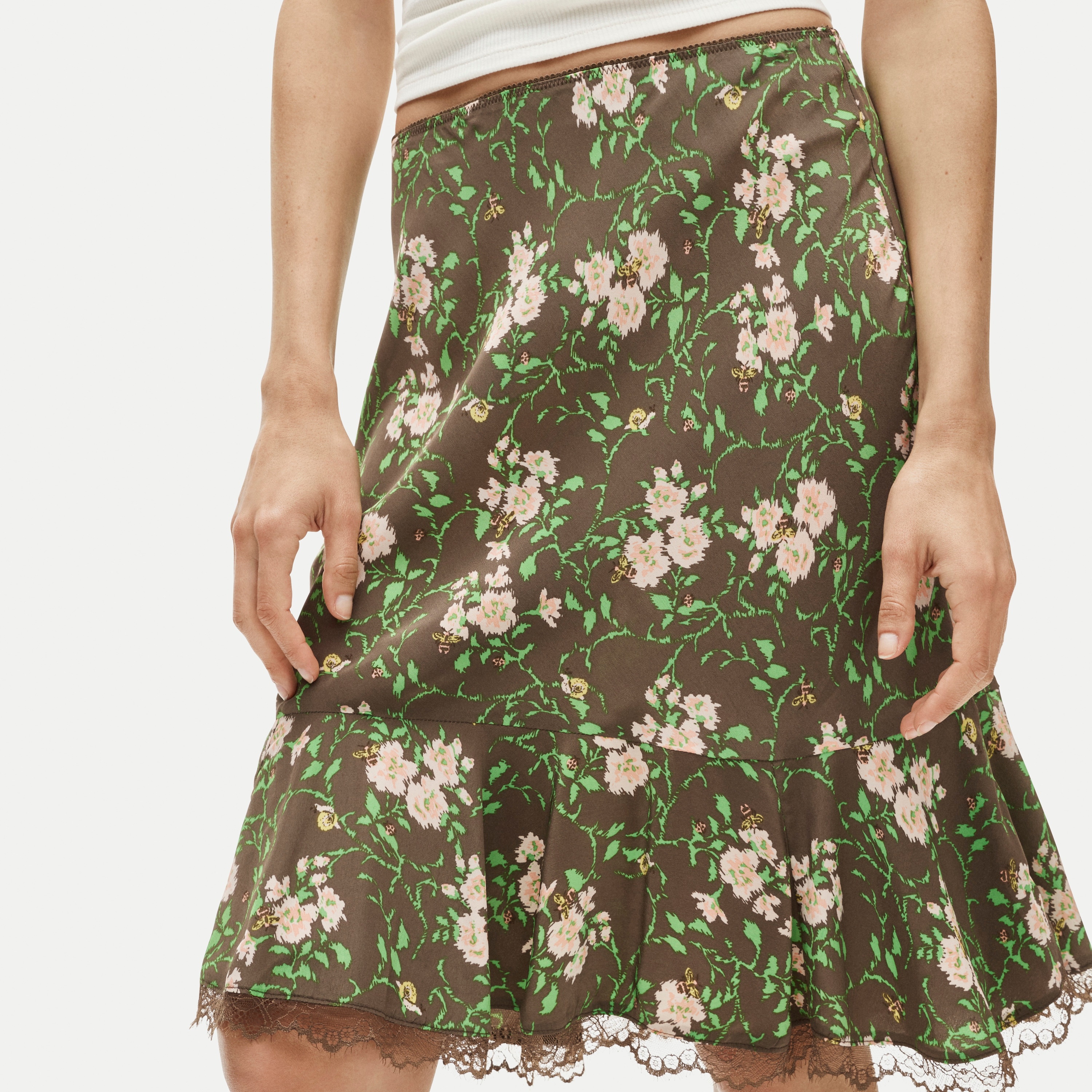 Slip Skirt In Honeybee Floral Print For Women | J.Crew