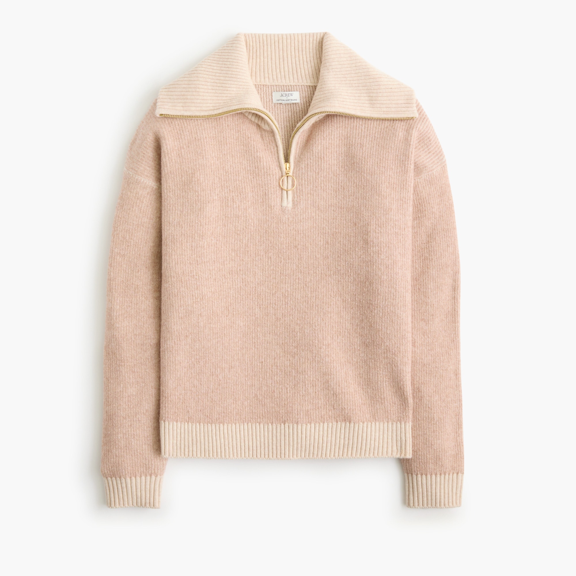 Quarter-zip sweater in cotton-soft blend